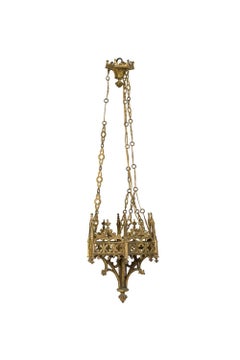 Gothic-Revival Gilt Bronze Sanctuary Chandlier