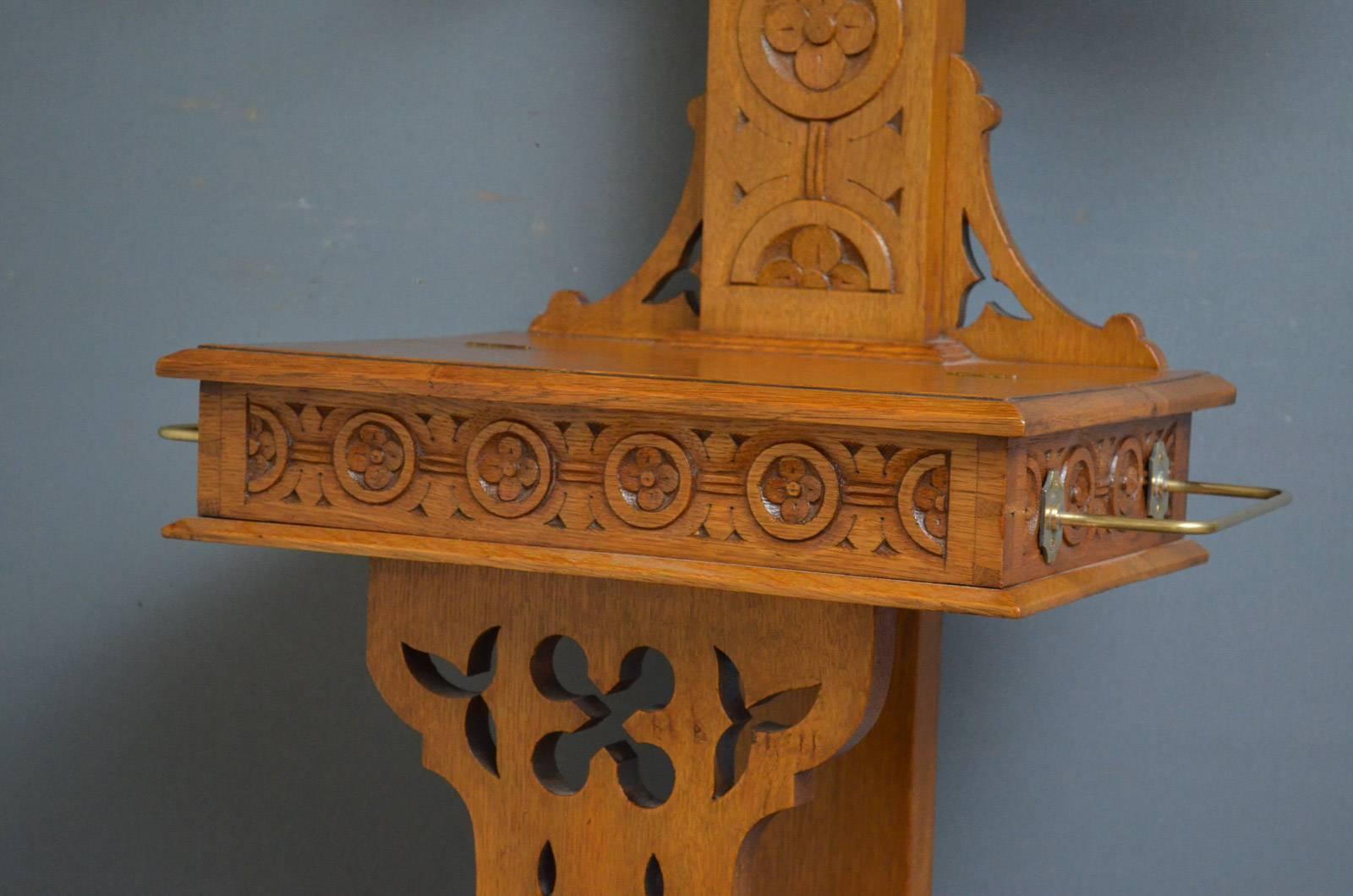 Gothic Revival Hall Stand in Oak 5