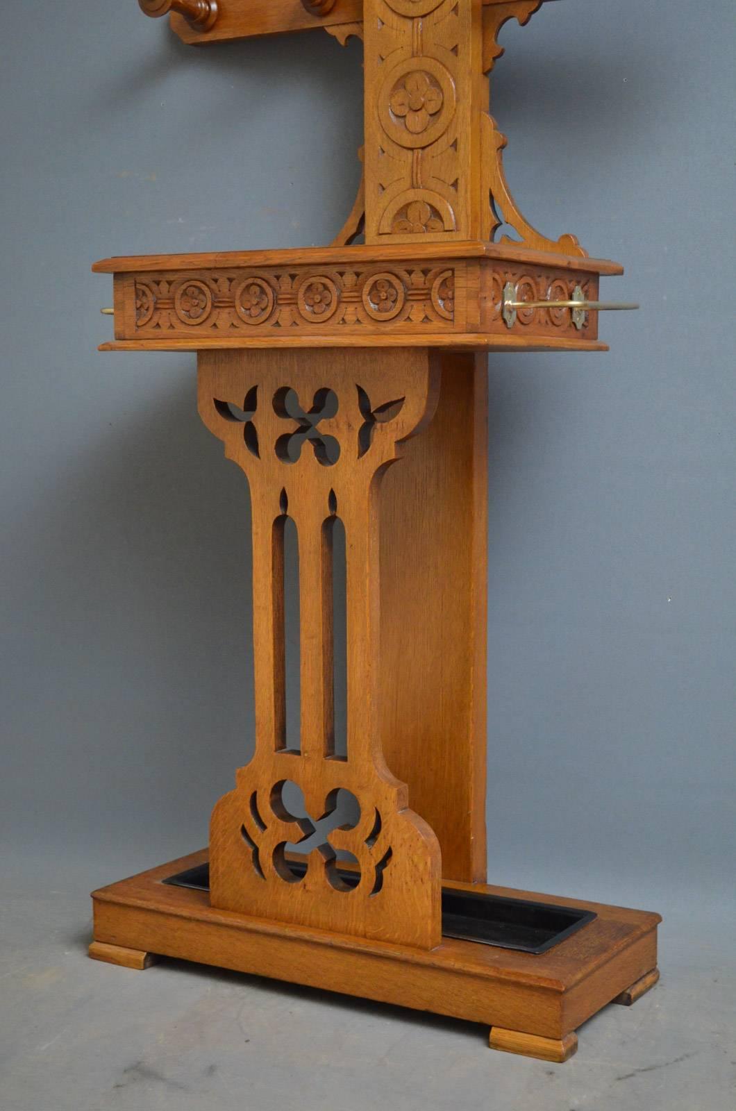 Gothic Revival Hall Stand in Oak 6