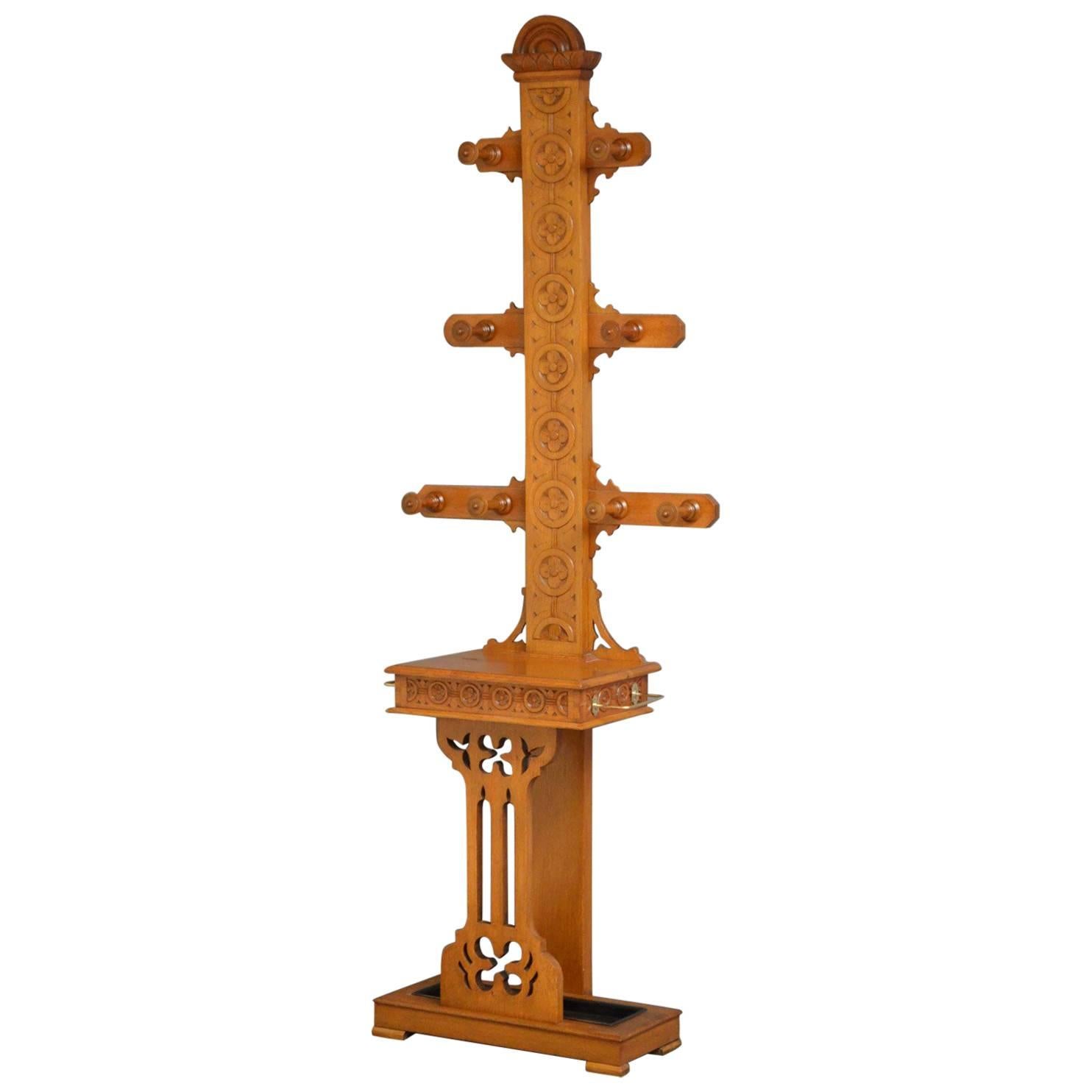Gothic Revival Hall Stand in Oak