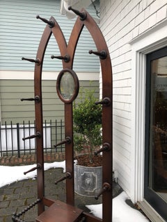 Gothic Revival Hall Tree with Mirror, Umblrella Stand, circa 1870