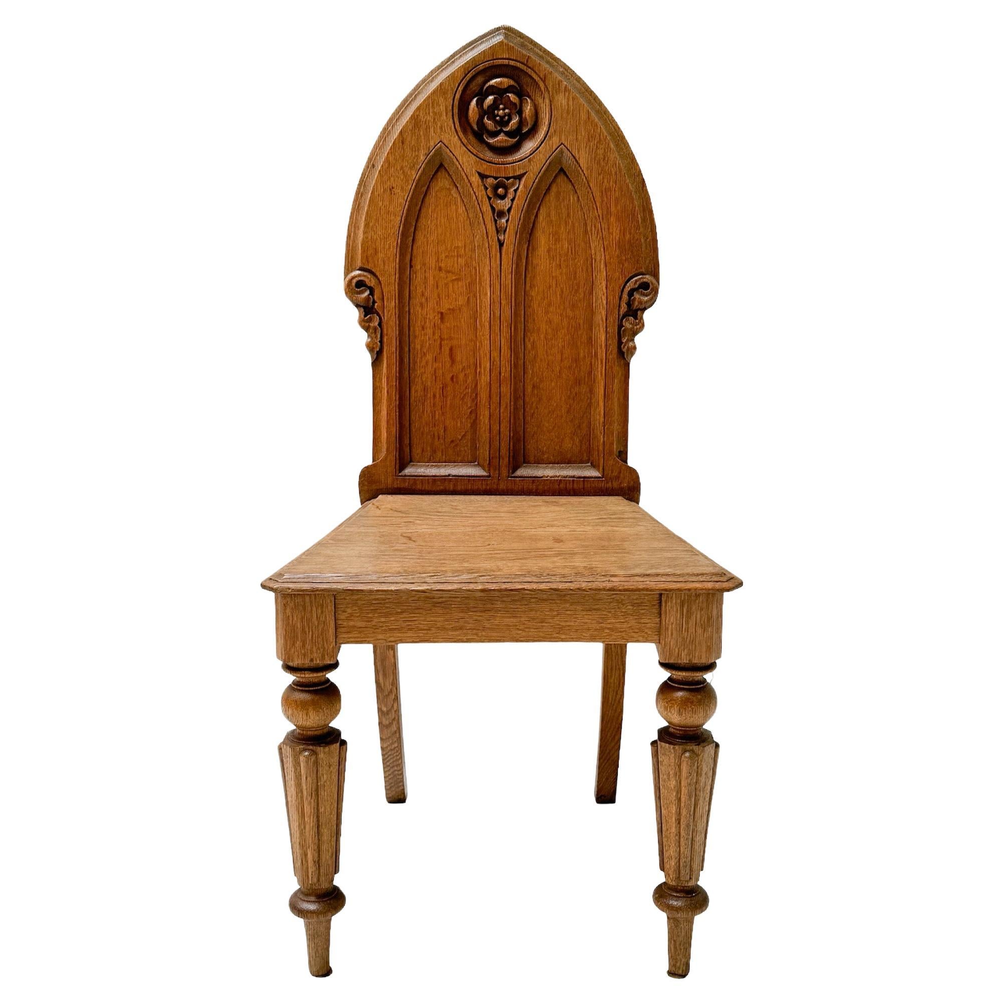 Gothic Revival Hand-Carved Side Chair, 1930s