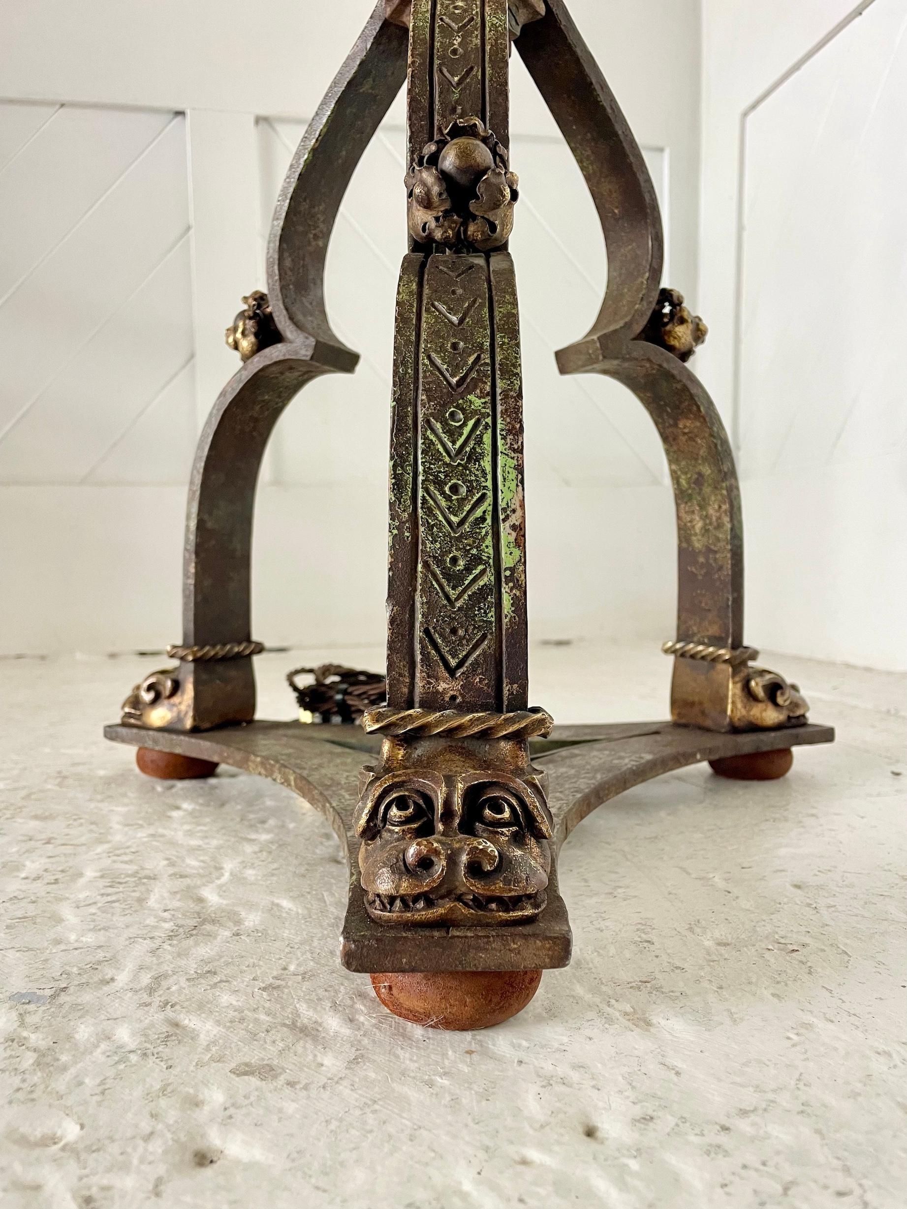 Gothic Revival Iron and Brass Standard Lamp For Sale 1