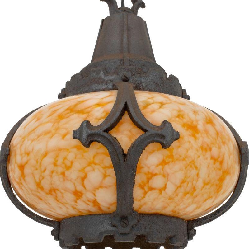 Faroles de salón de hierro fundido de estilo gótico, 2 Vidrio artístico en venta