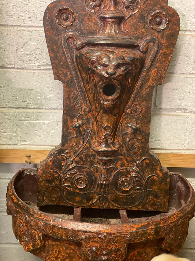 Gothic Revival Iron Wall Fountain For Sale at 1stDibs