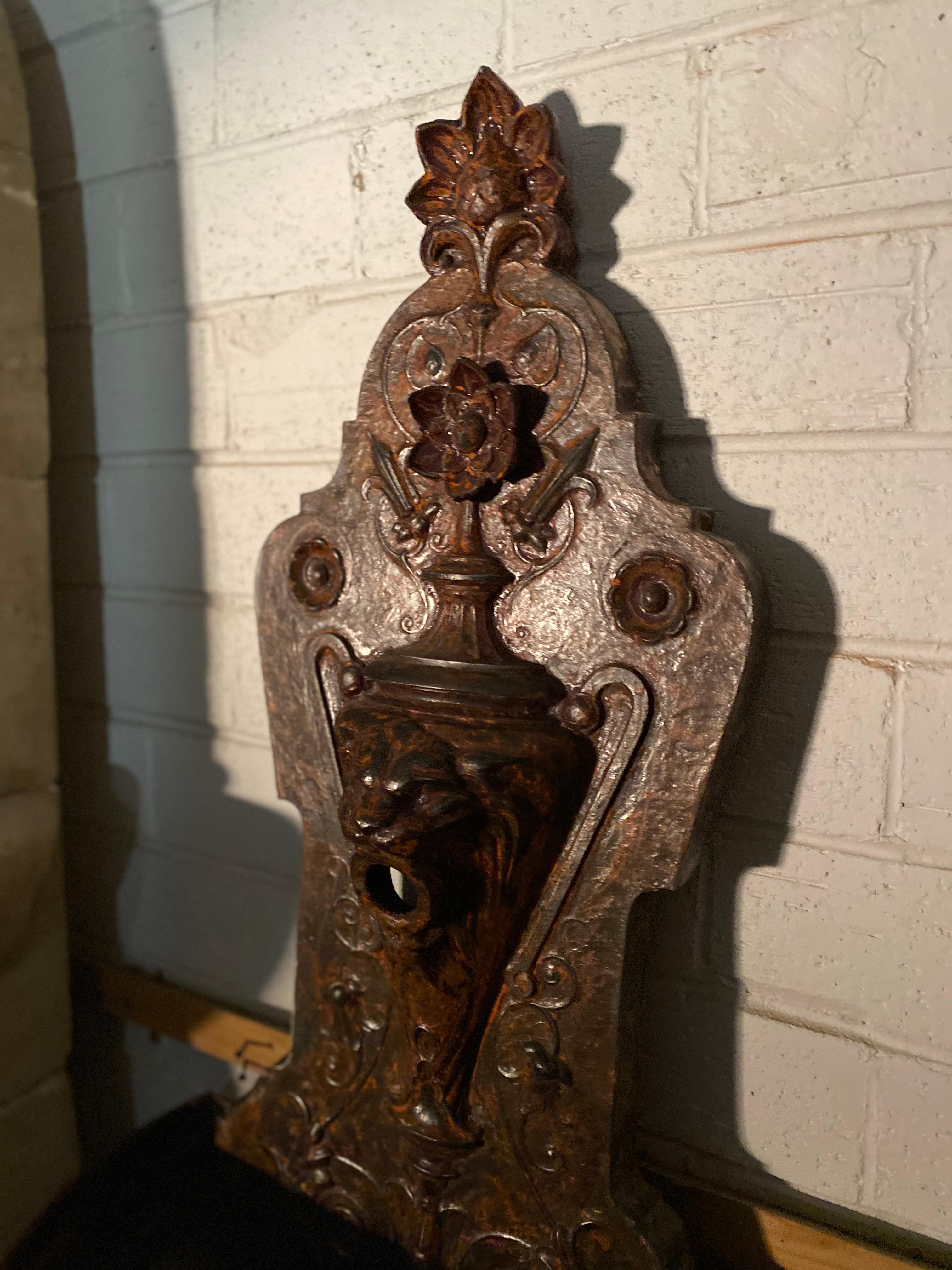 Mid-19th Century Gothic Revival Iron Wall Fountain