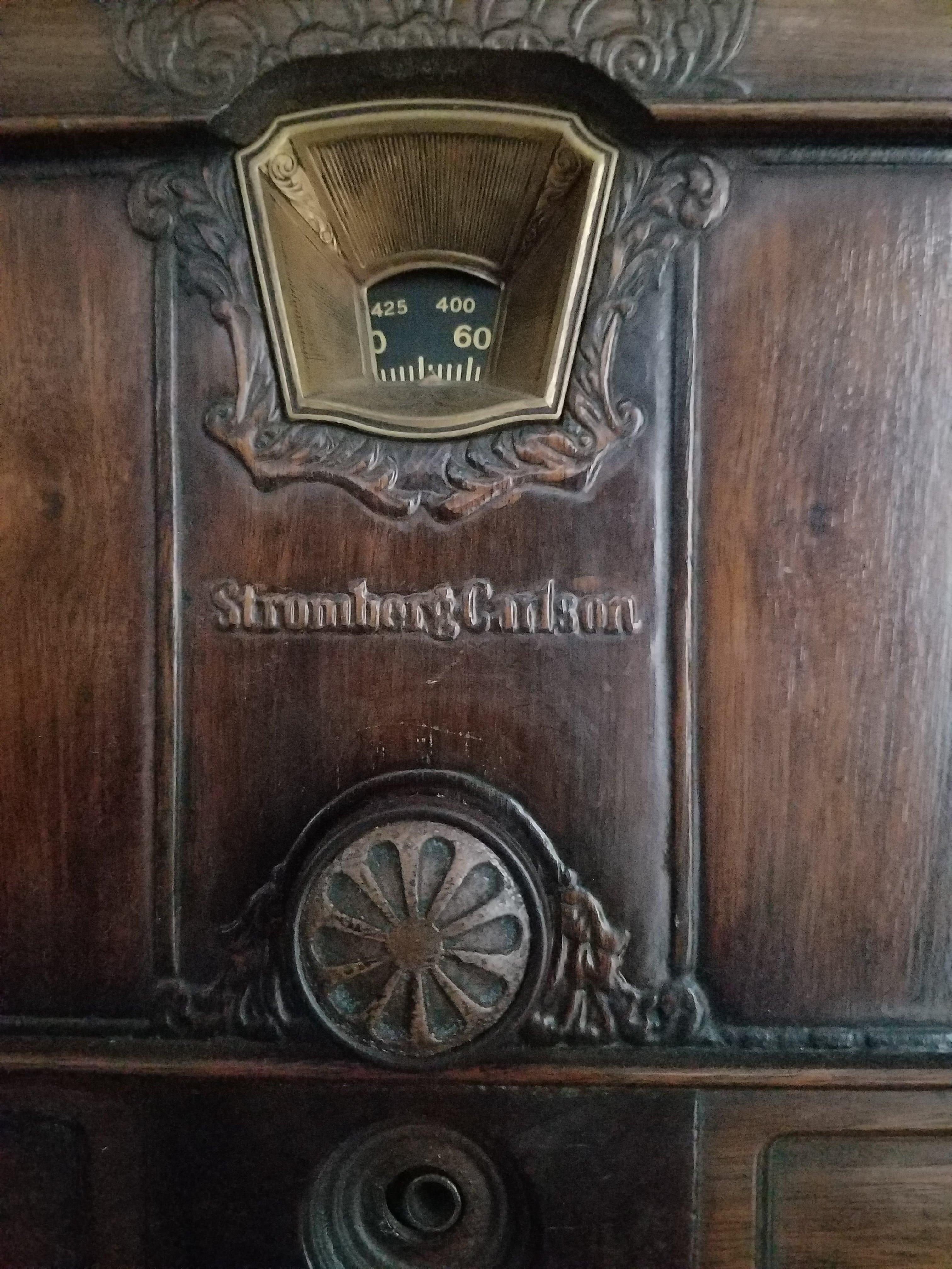 Gothic Revival Mahogany Antique Cabinet with Stromberg-Carlson Radio

34