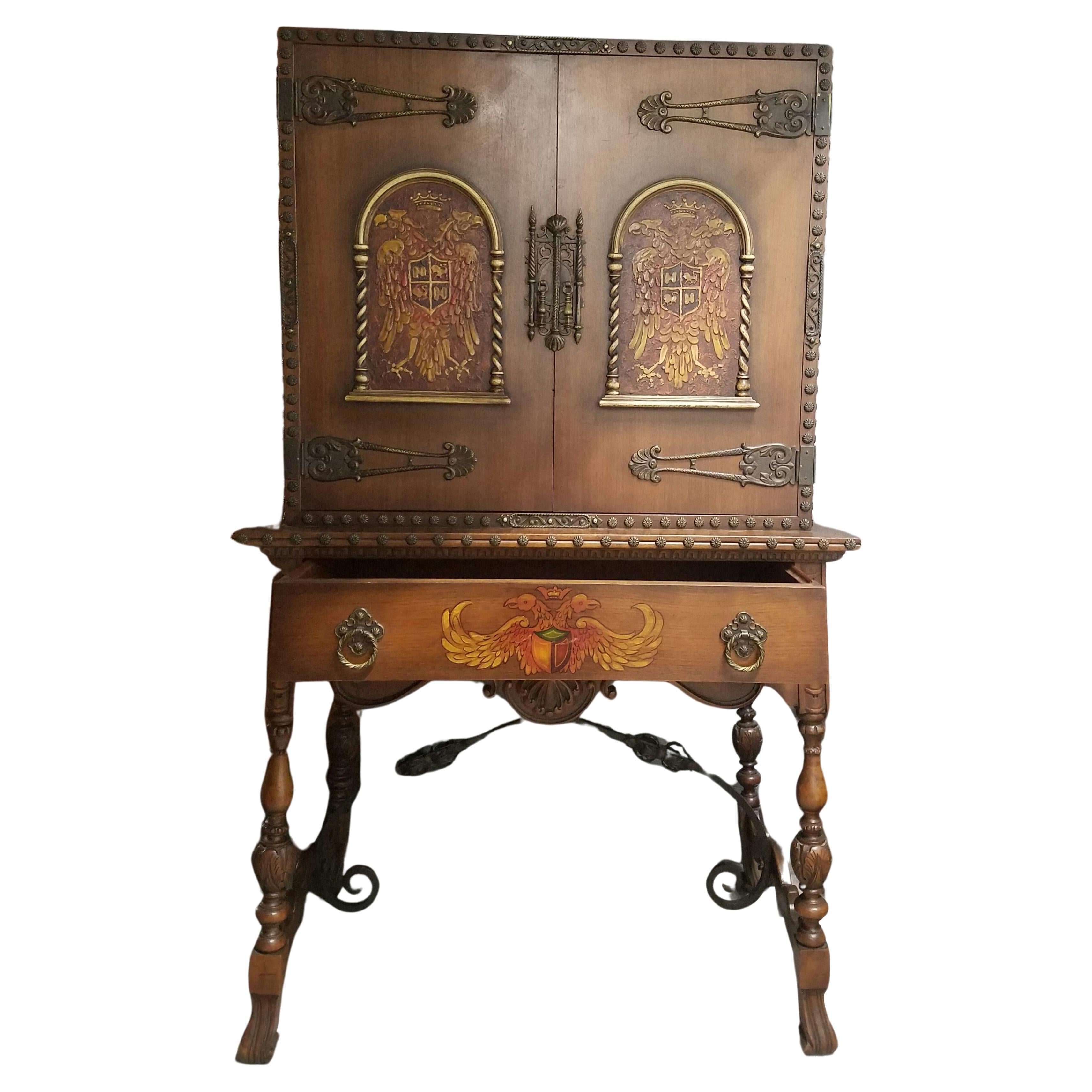 Gothic Revival Mahogany Antique Cabinet with Stromberg-Carlson Radio