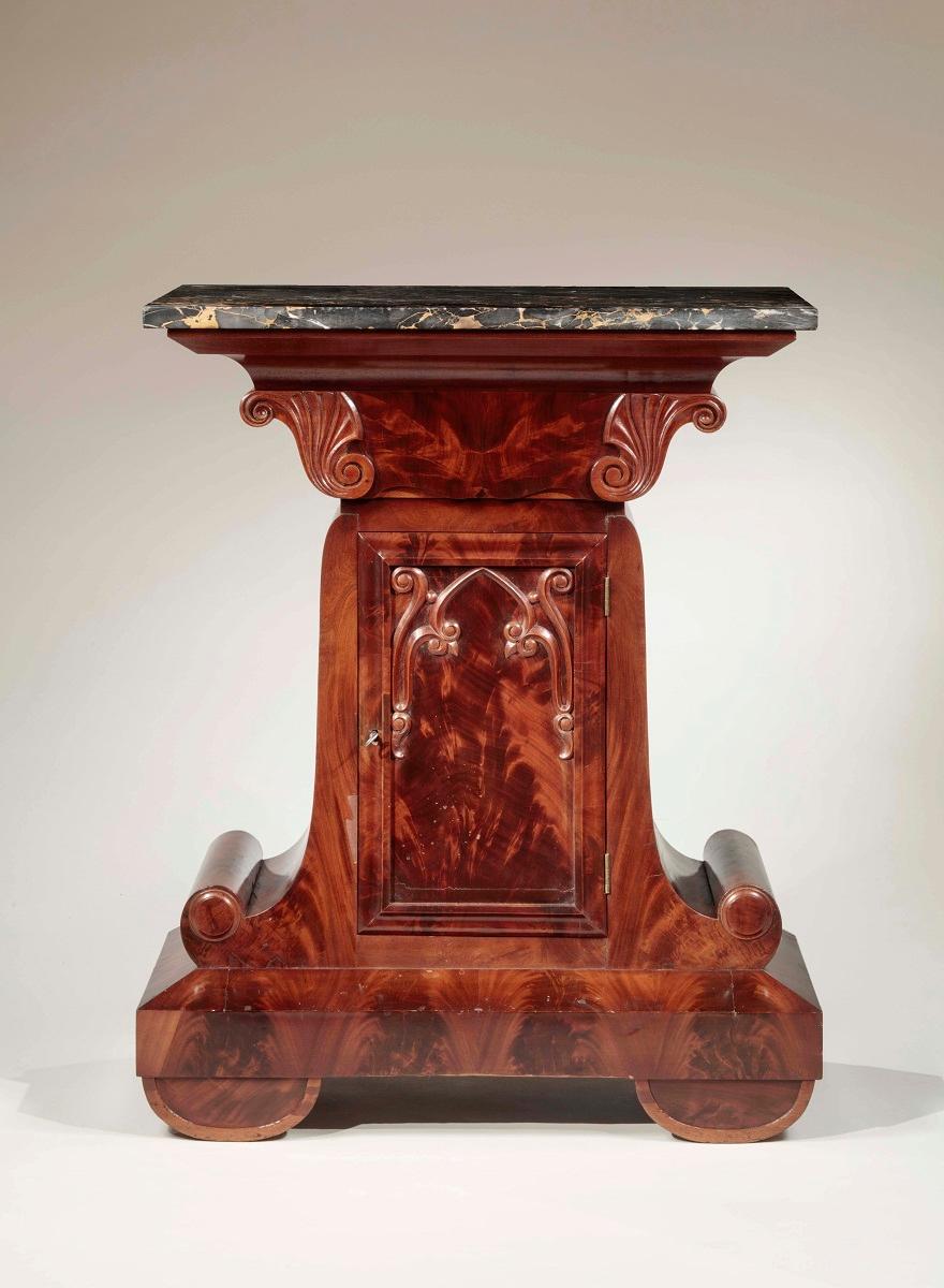 American Gothic Revival Marble-Top Mahogany Mixing Table For Sale
