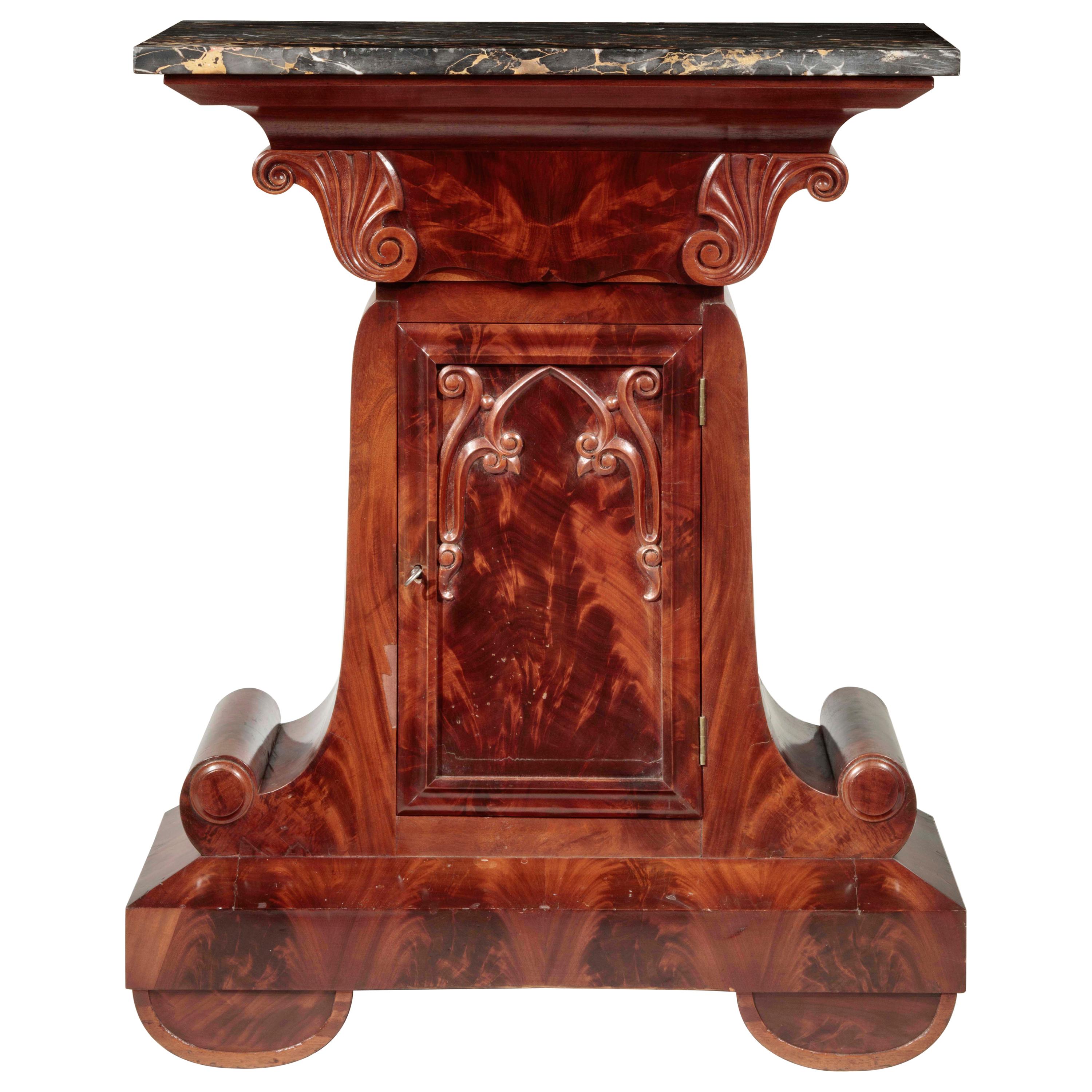 Gothic Revival Marble-Top Mahogany Mixing Table For Sale