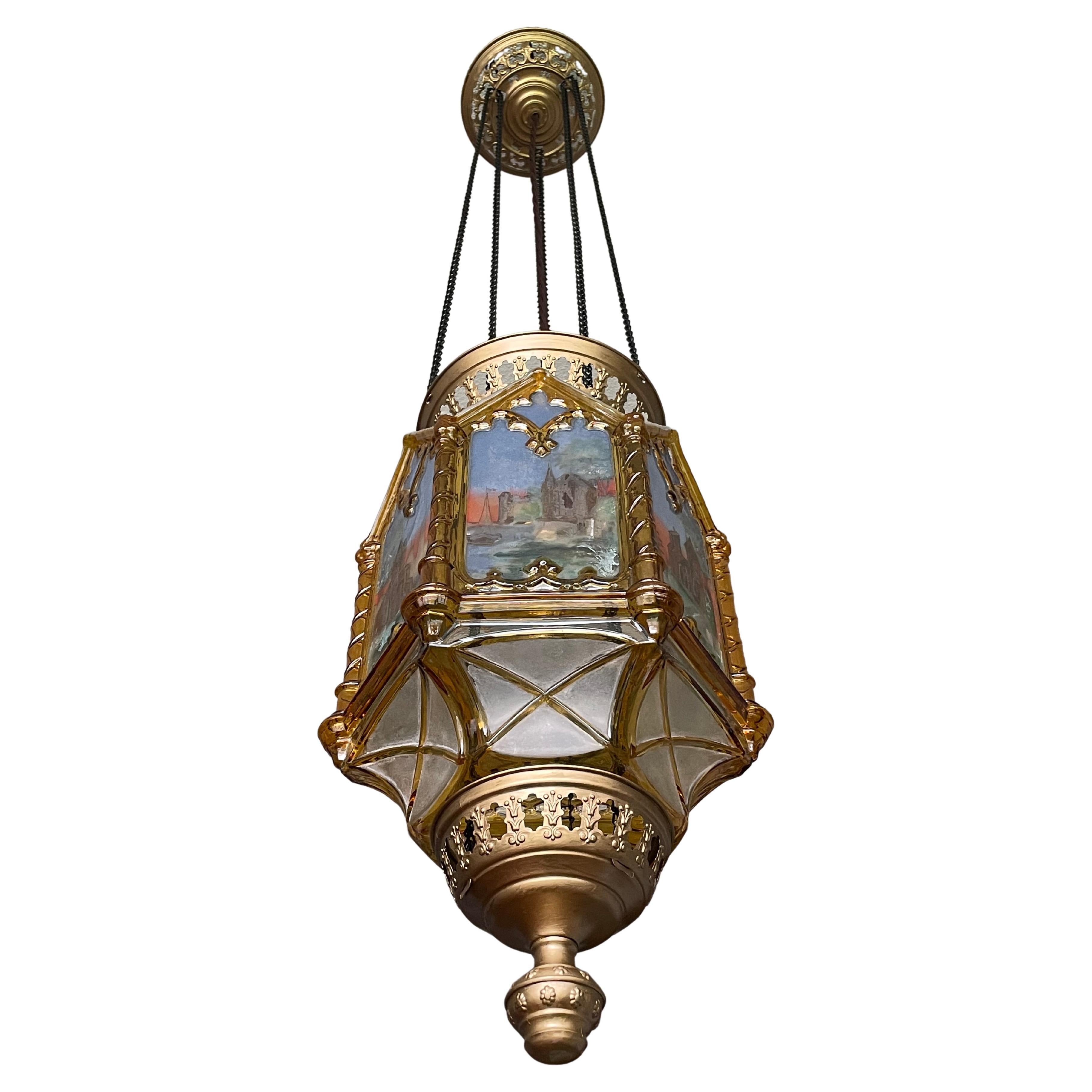 Truly impressive and all handcrafted, hexagonal Gothic light fixture.

If you are a collector of truly amazing Gothic antiques then this good size and probably one of a kind pendant could be flying your way soon. With antique light fixtures as one