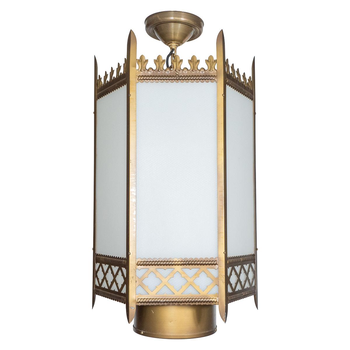 Gothic Modern gold-finish metal and frosted glass 