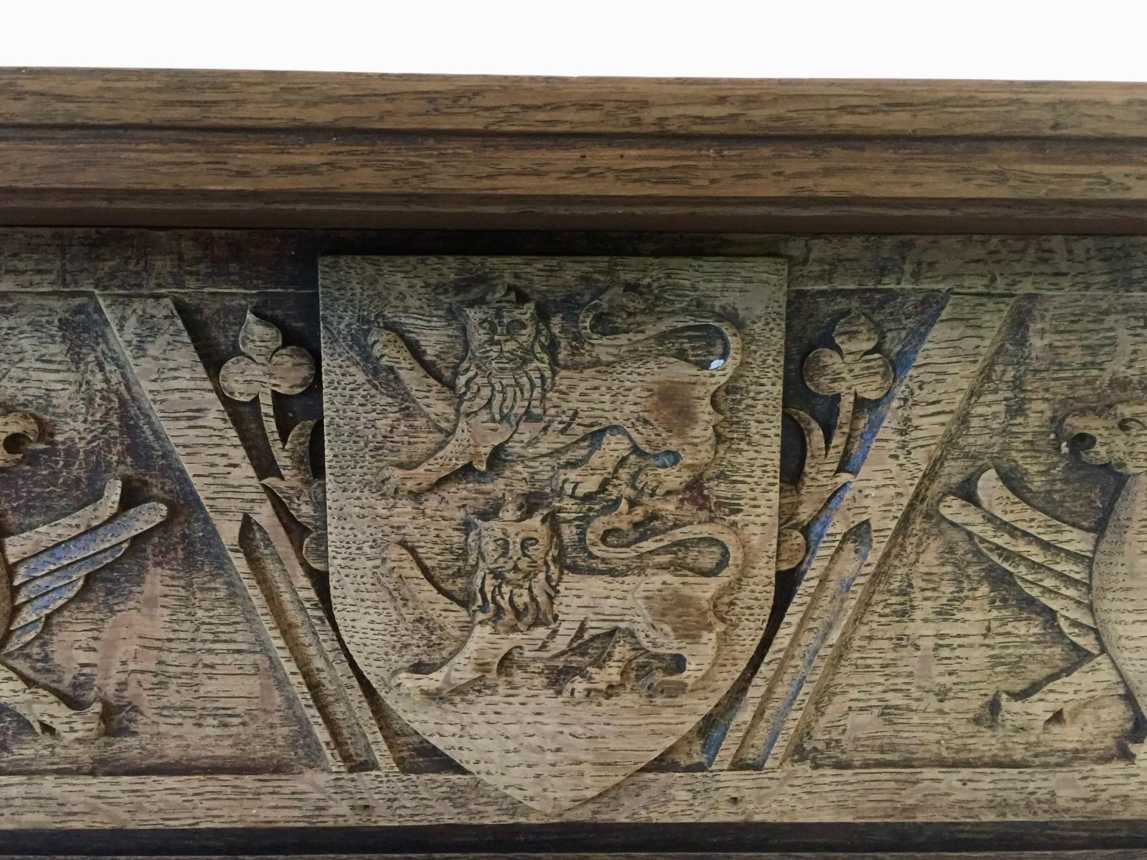 Gothic Revival / Neo Gothic Fireplace carved oak - 19th - 15th panels - France 4