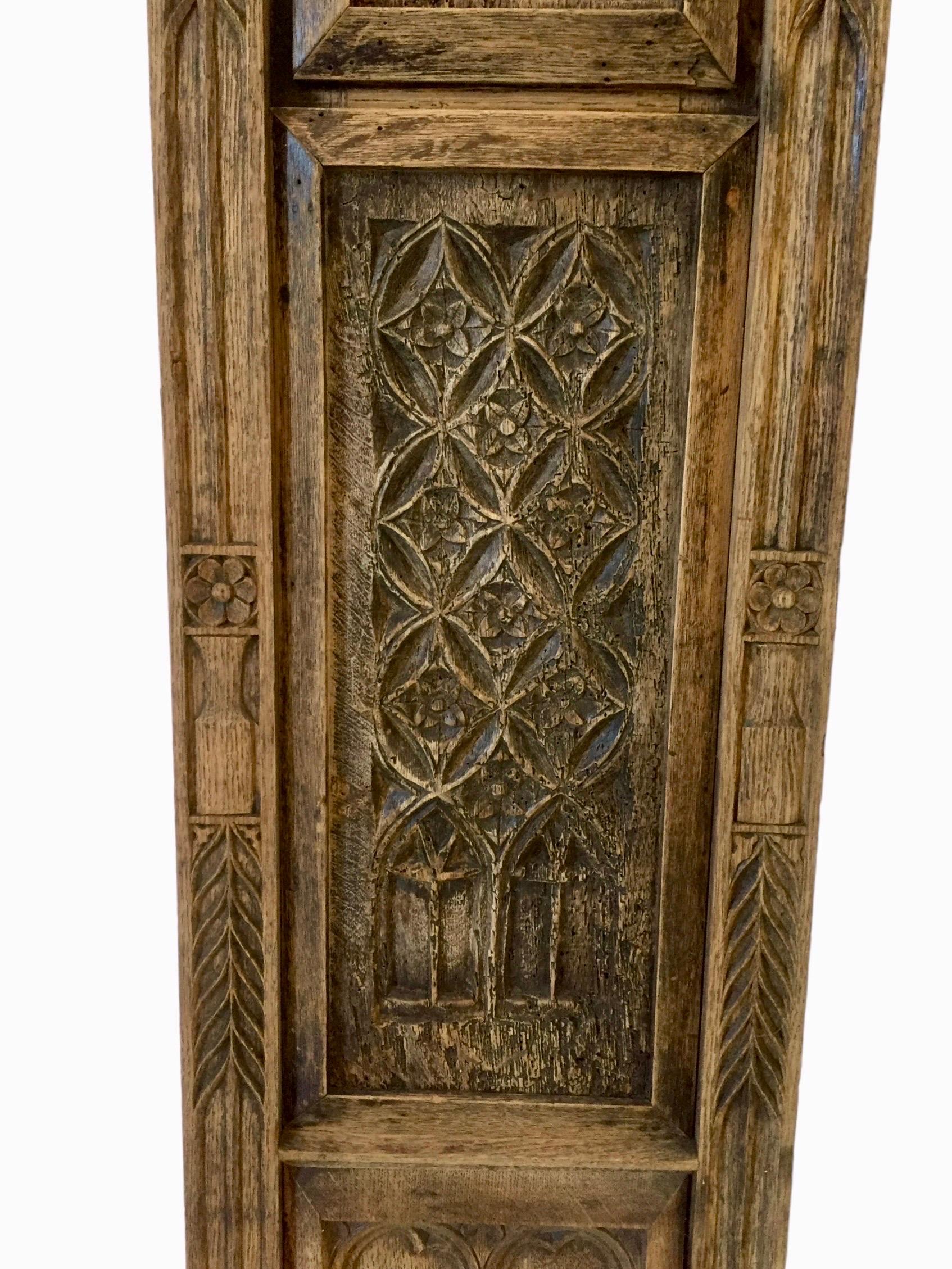 Gothic Revival / Neo Gothic Fireplace carved oak - 19th - 15th panels - France 5
