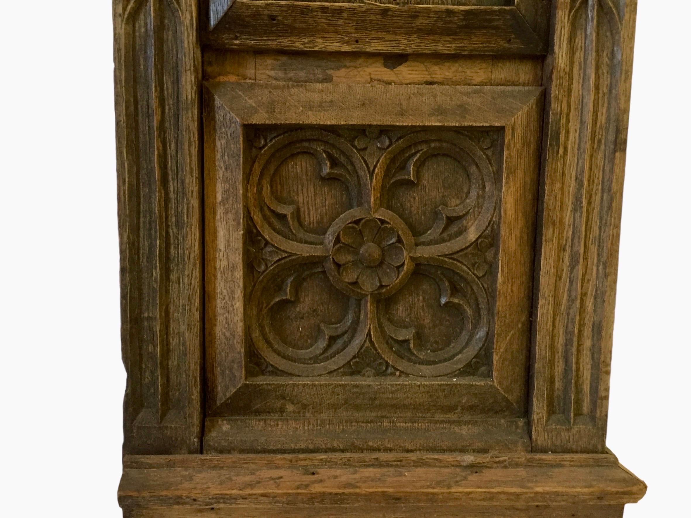 Gothic Revival / Neo Gothic Fireplace carved oak - 19th - 15th panels - France 8