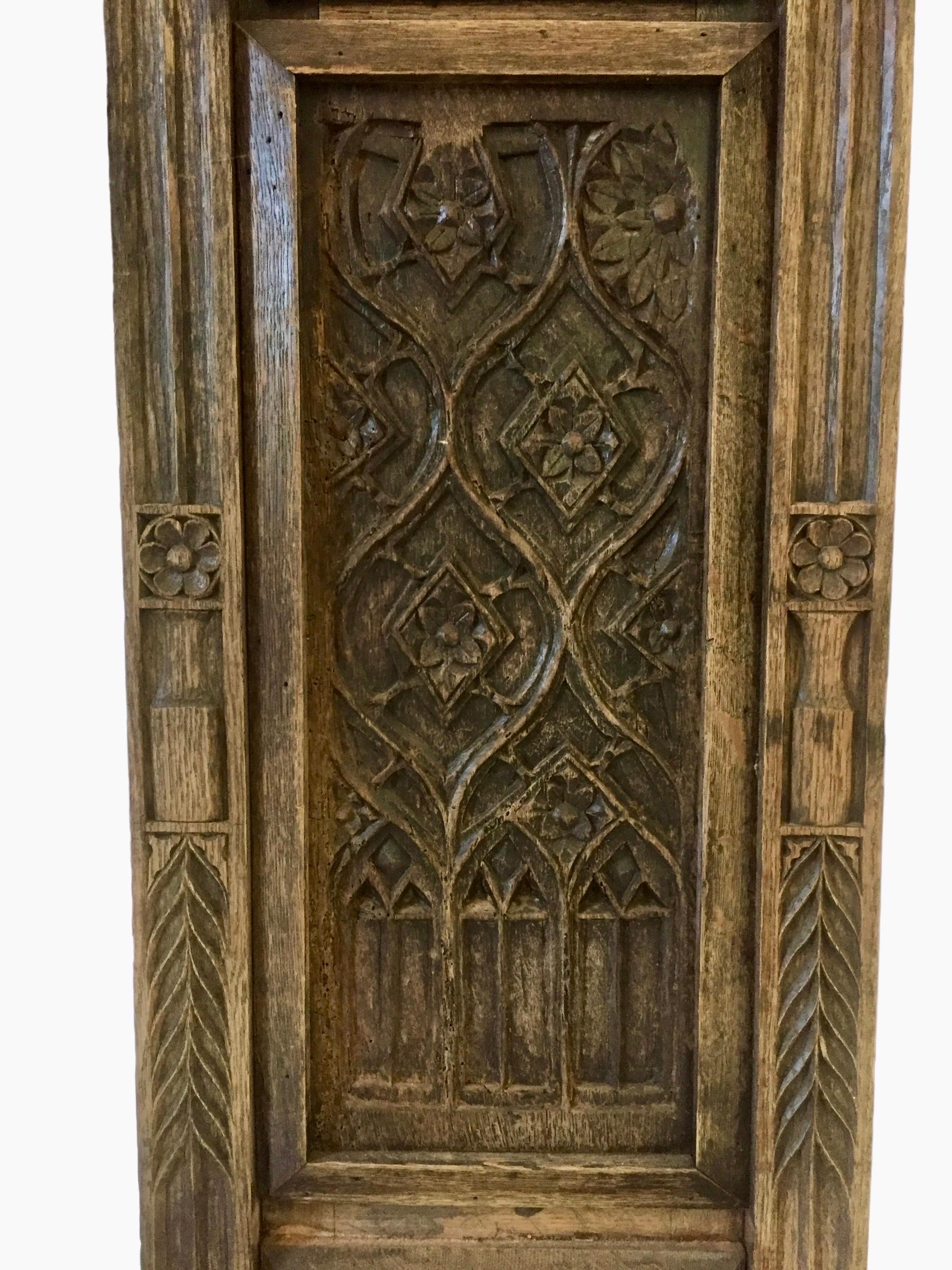 Gothic Revival / Neo Gothic Fireplace carved oak - 19th - 15th panels - France 9