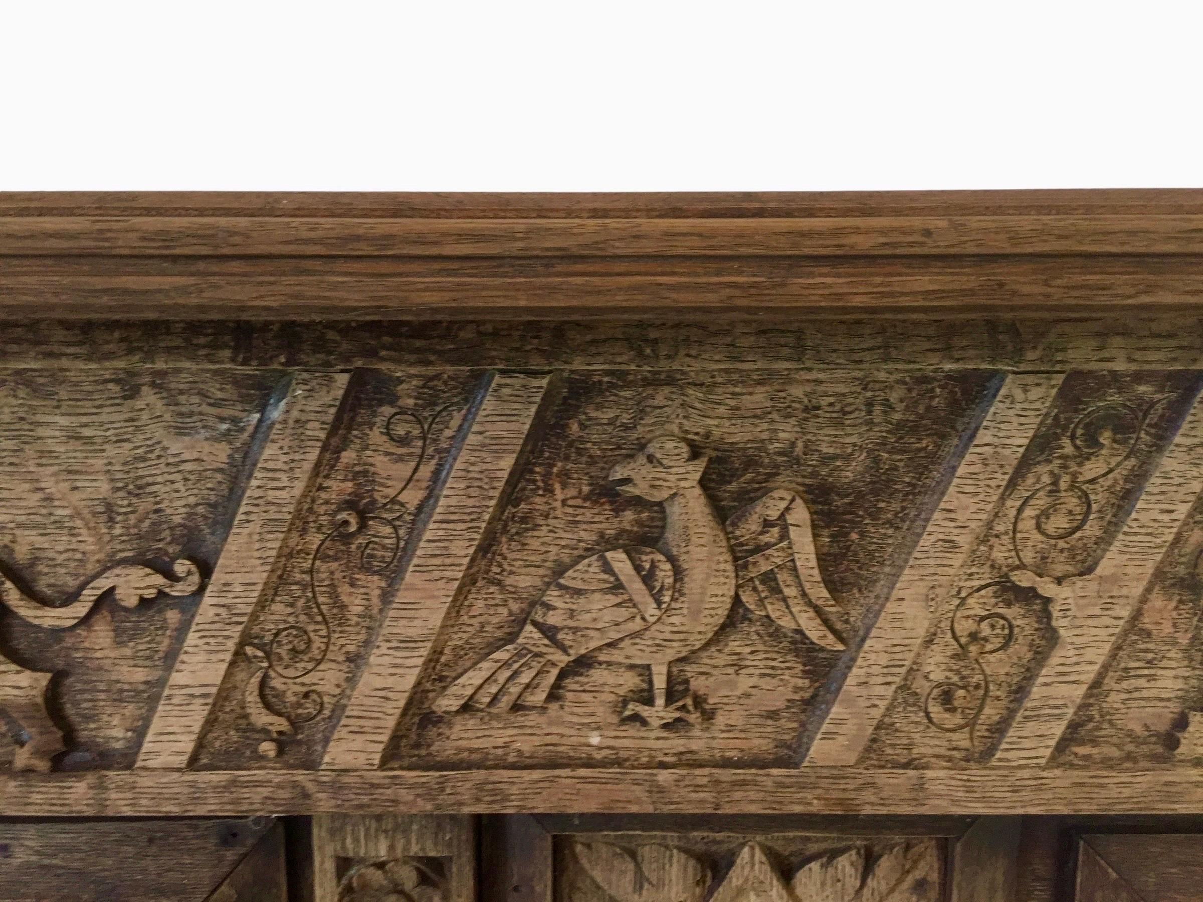 Gothic Revival / Neo Gothic Fireplace carved oak - 19th - 15th panels - France 3