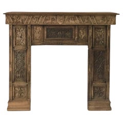 Gothic Revival / Neo Gothic Fireplace carved oak - 19th - 15th panels - France