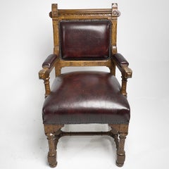Gothic Revival Oak Armchair Designed by John Pollard Seddon For Seddon and Co.