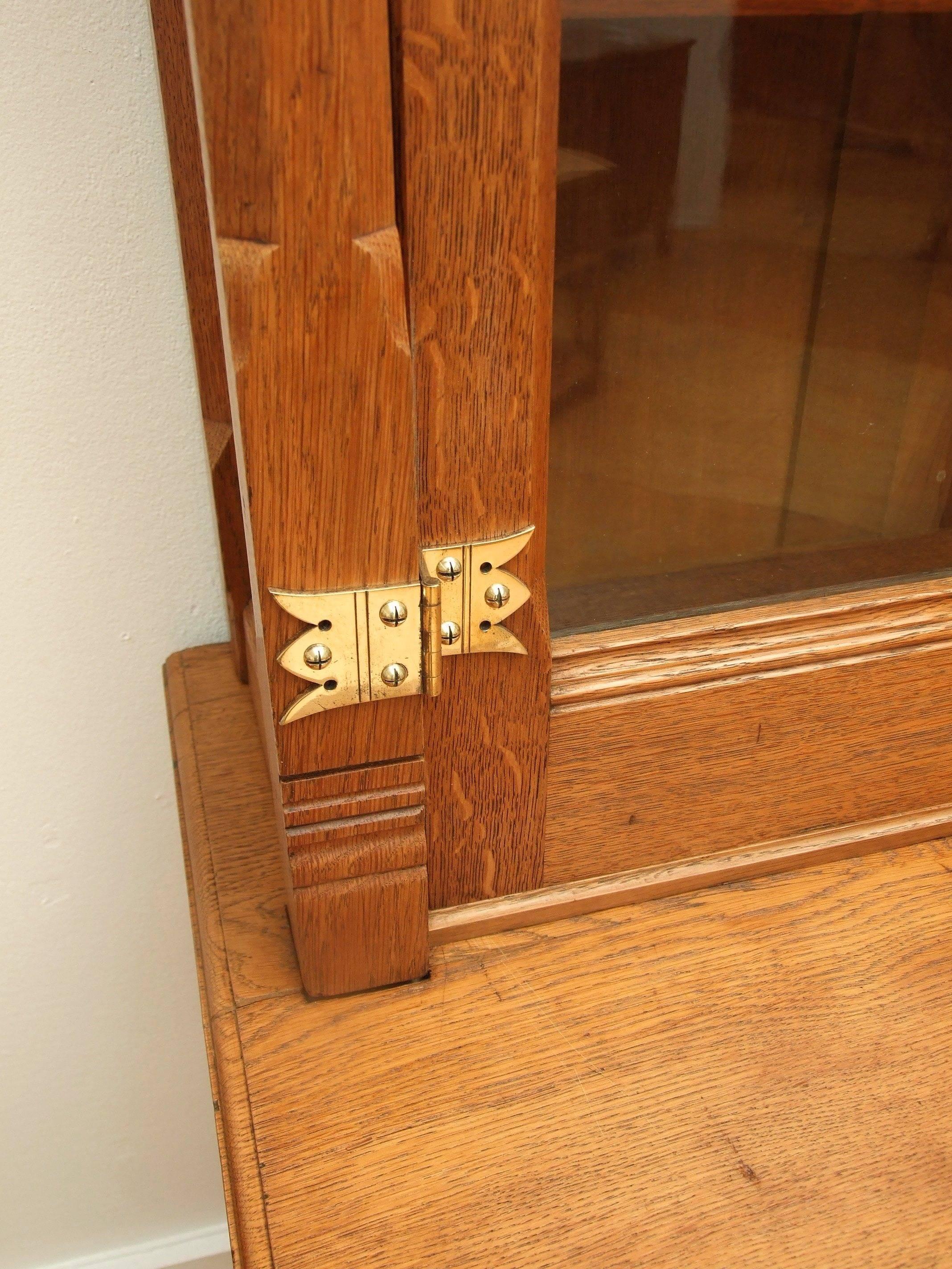 British Gothic Revival Oak Bookcase For Sale