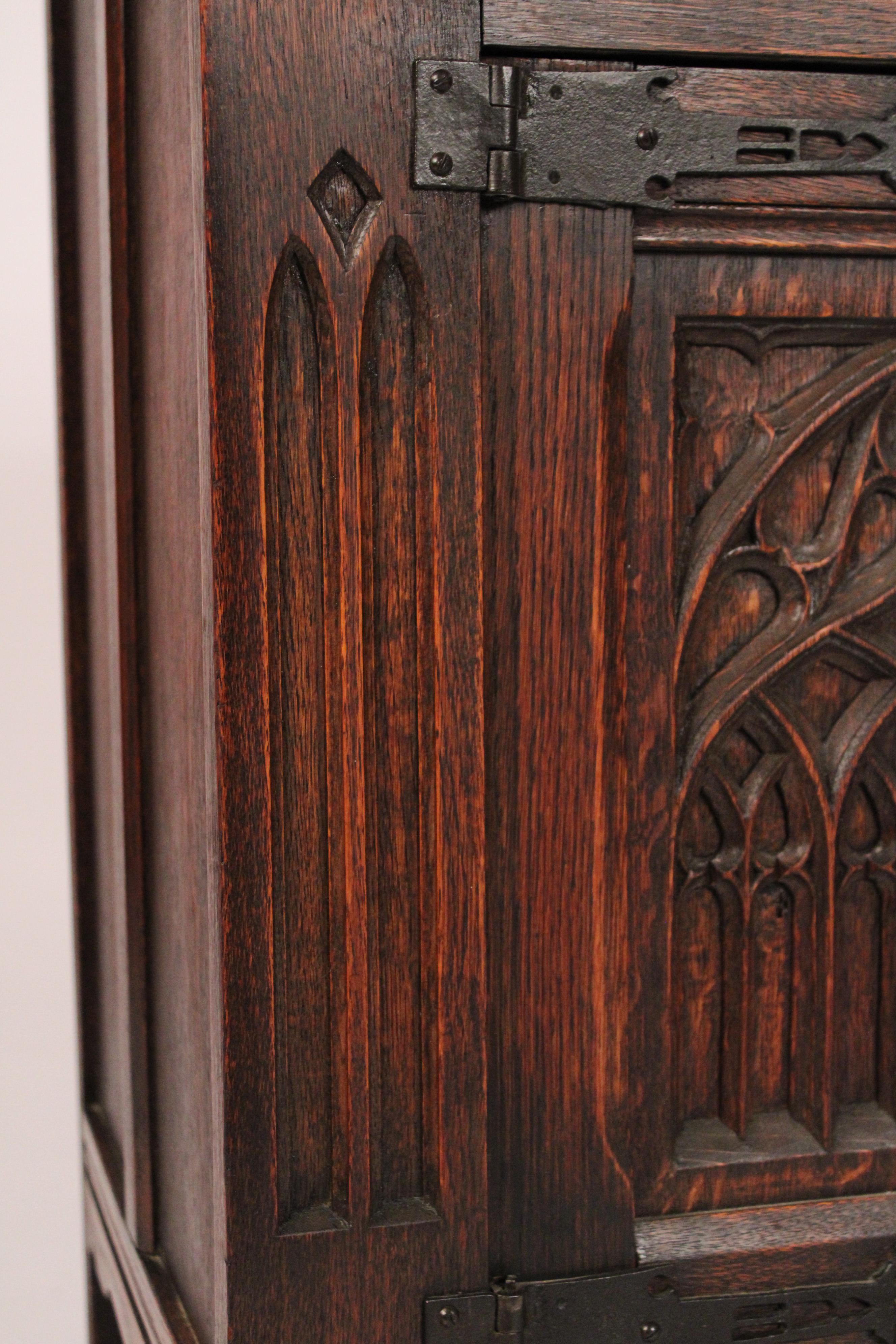 Gothic Revival Oak Cabinet For Sale 3