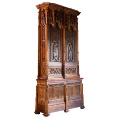 Gothic Revival Oak Cupboard Heavily Carved, circa 1850