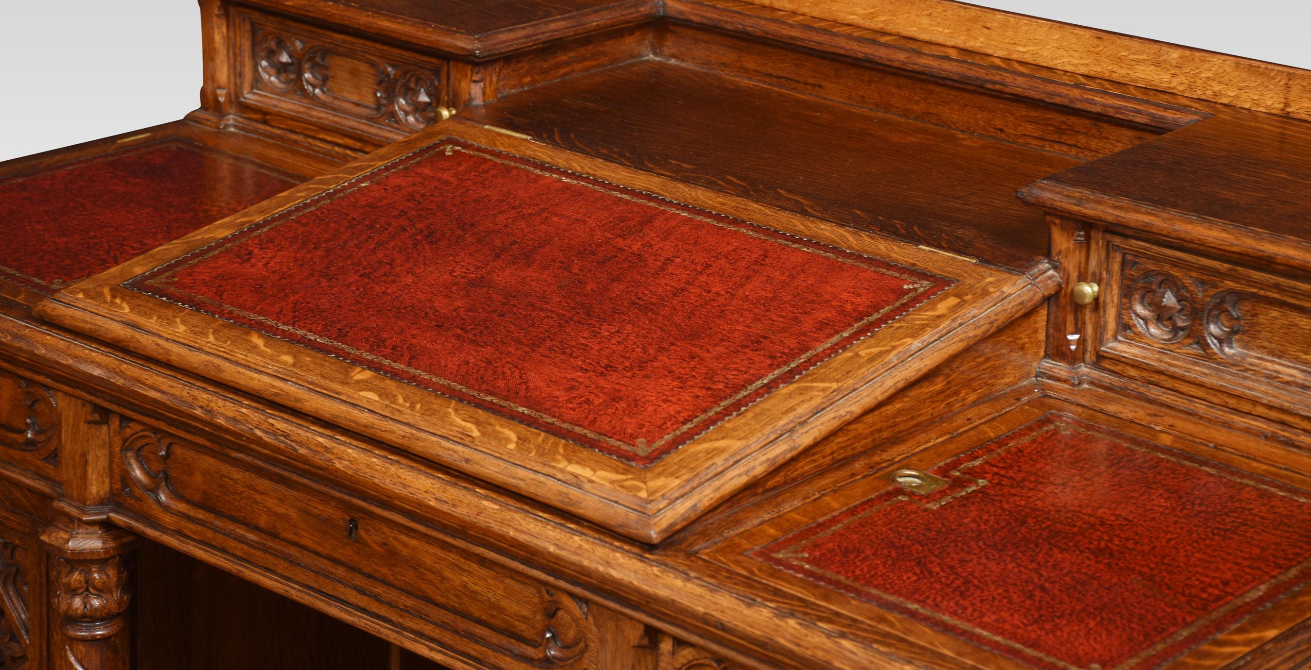 Gothic Revival Oak Dickens Style Desk 5