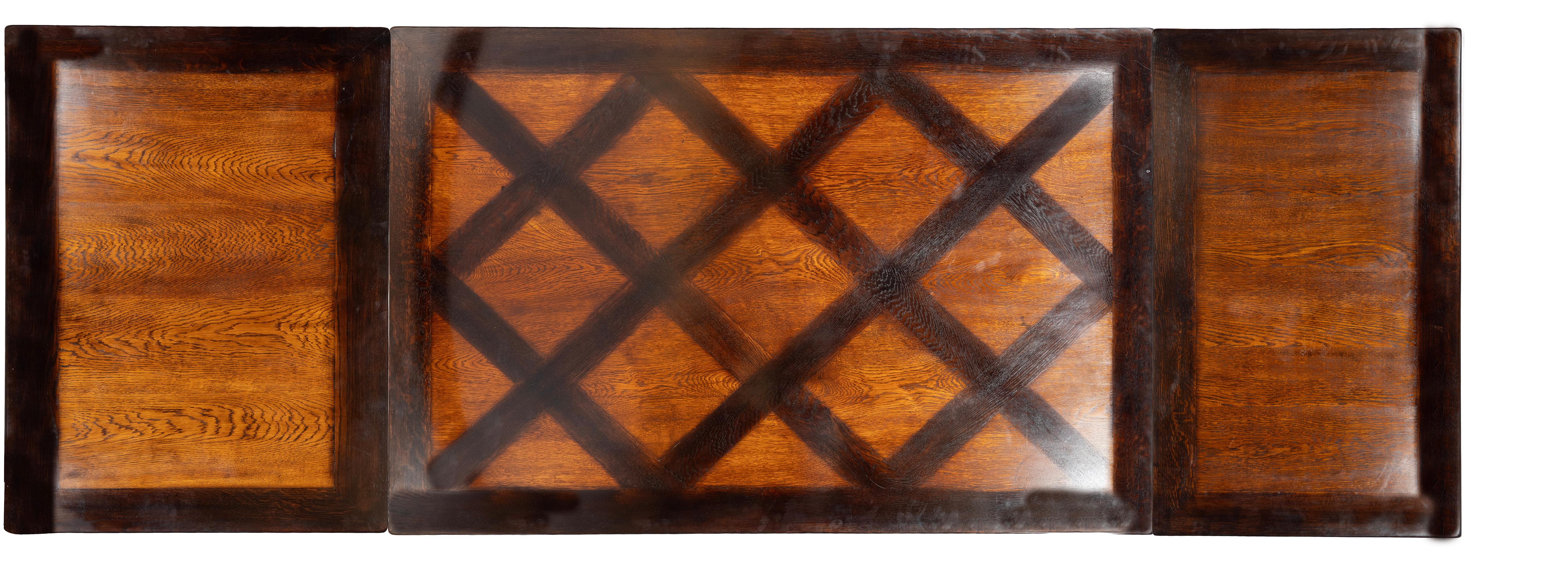 Gothic Revival Oak Draw Leaf Dining Table For Sale 11