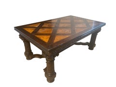 Gothic Revival Oak Draw Leaf Dining Table