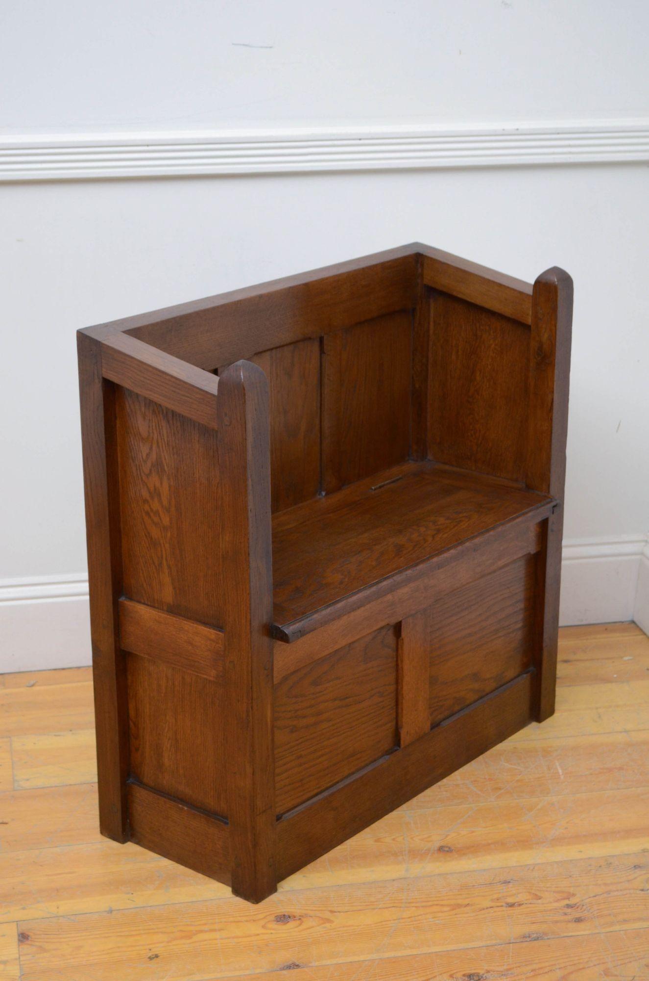English Gothic Revival Oak Hall Bench c1880 For Sale