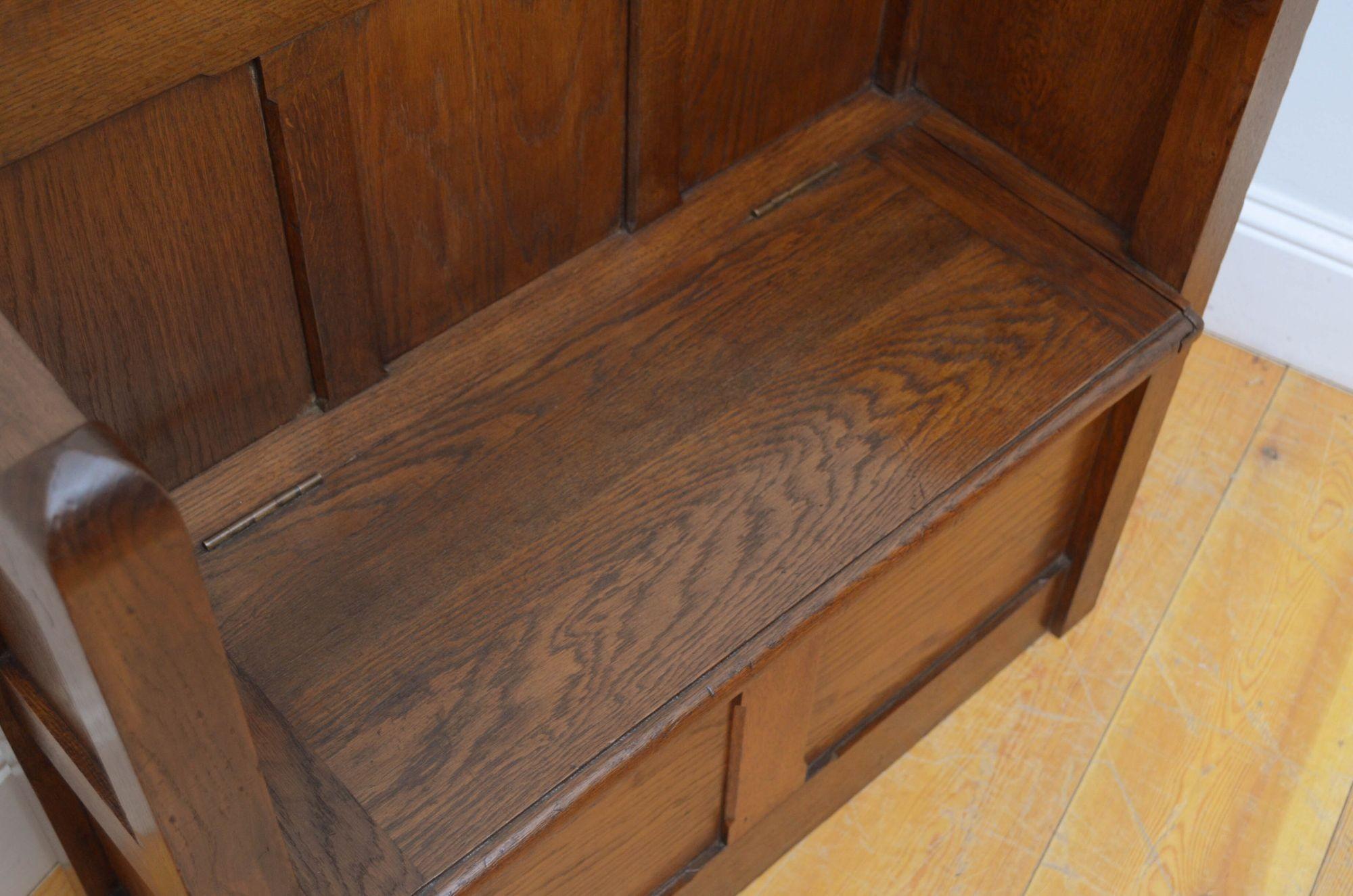 Gothic Revival Oak Hall Bench c1880 For Sale 2