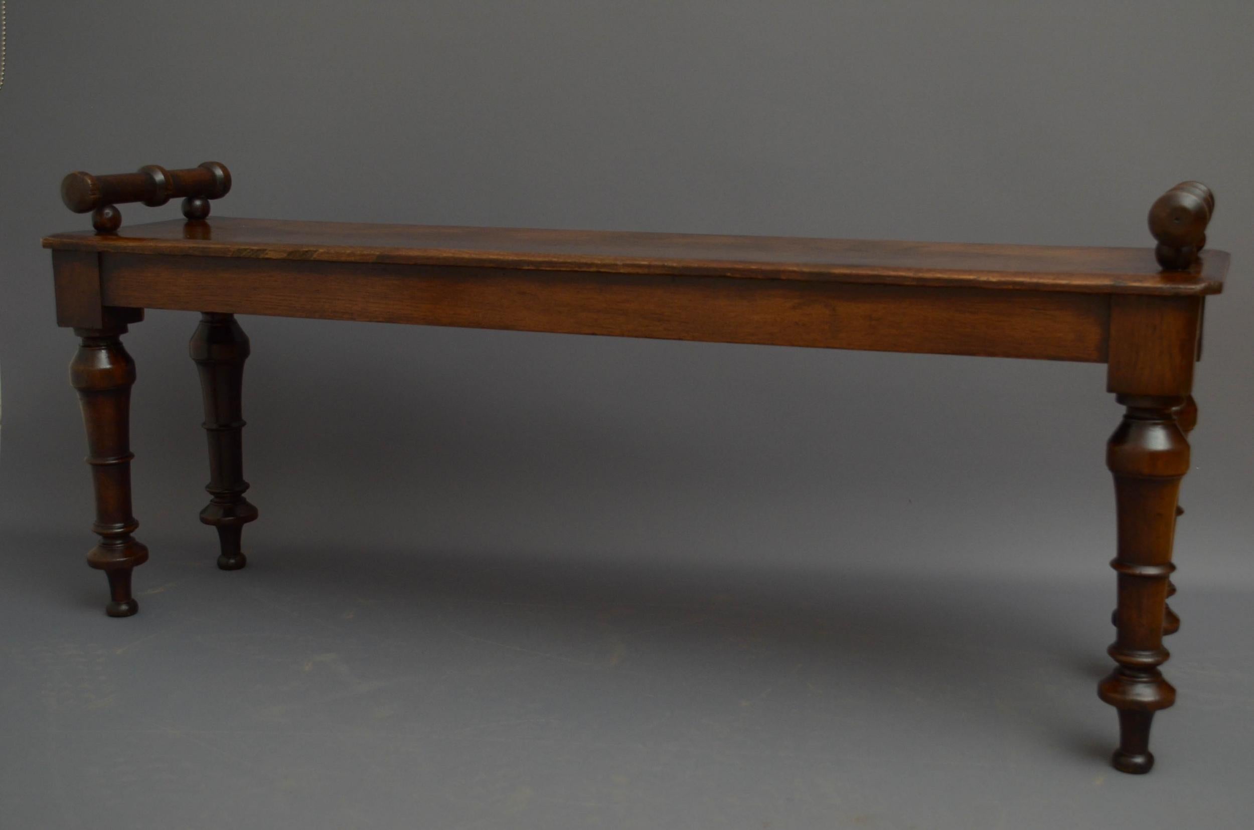 Gothic Revival Oak Hall Bench 5