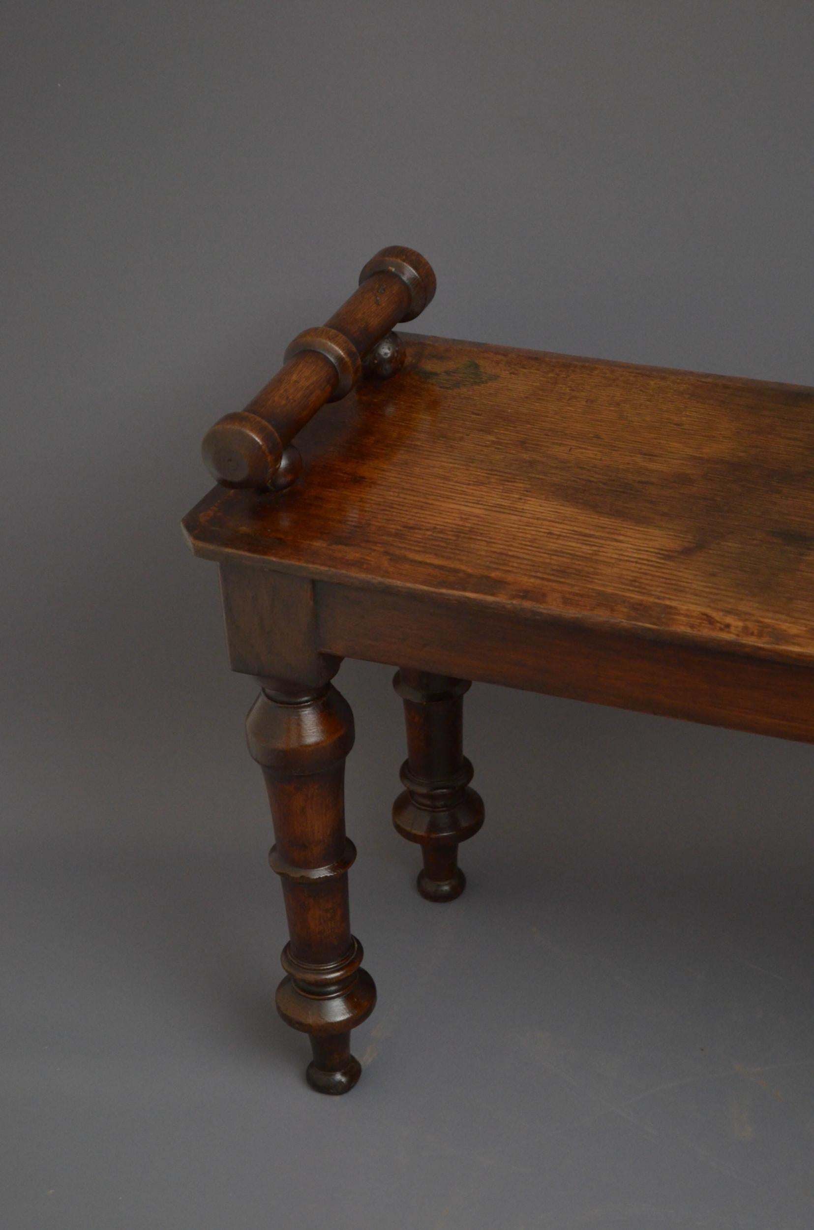 British Gothic Revival Oak Hall Bench