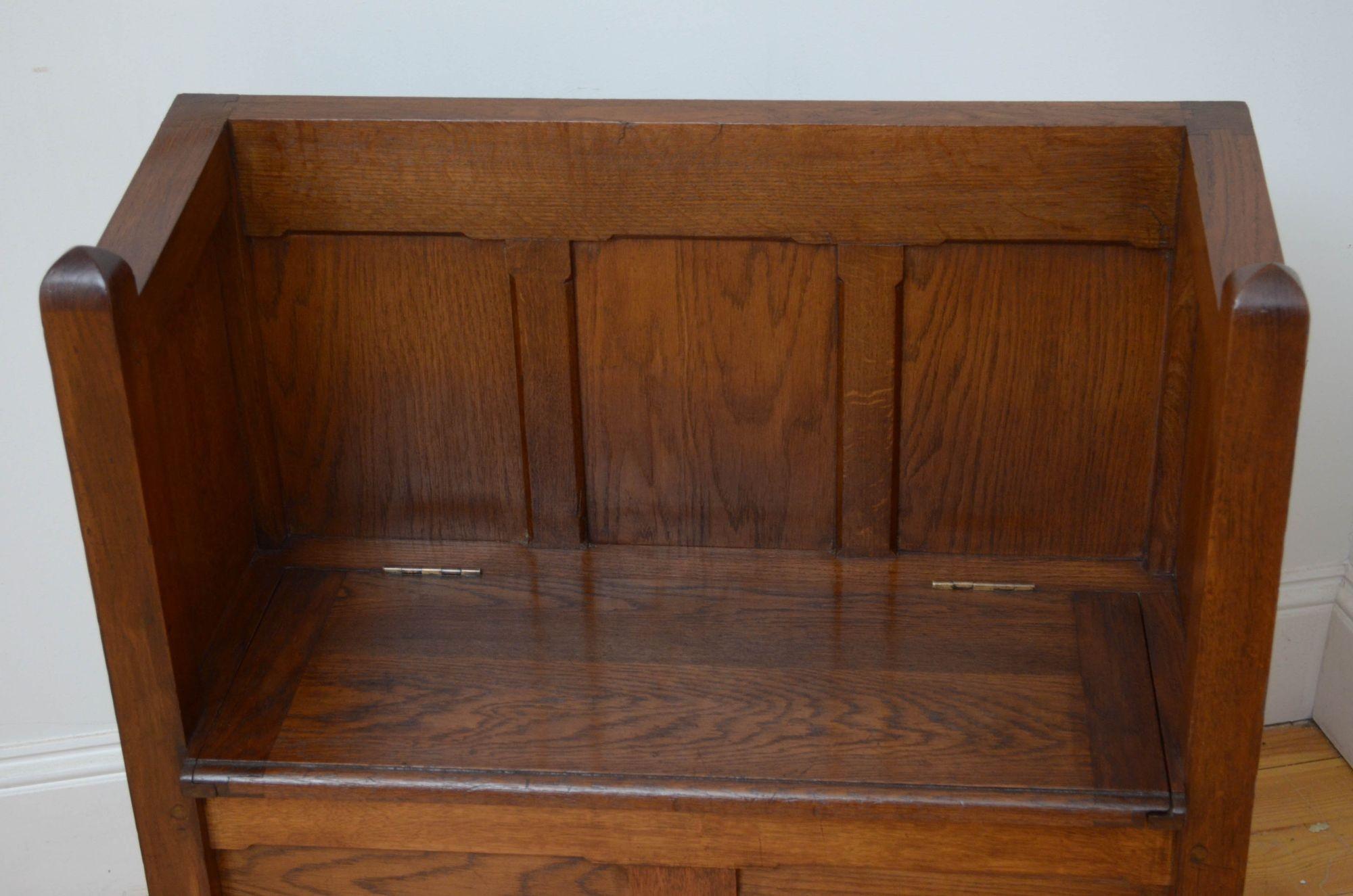 Gothic Revival Oak Hall Bench For Sale 1