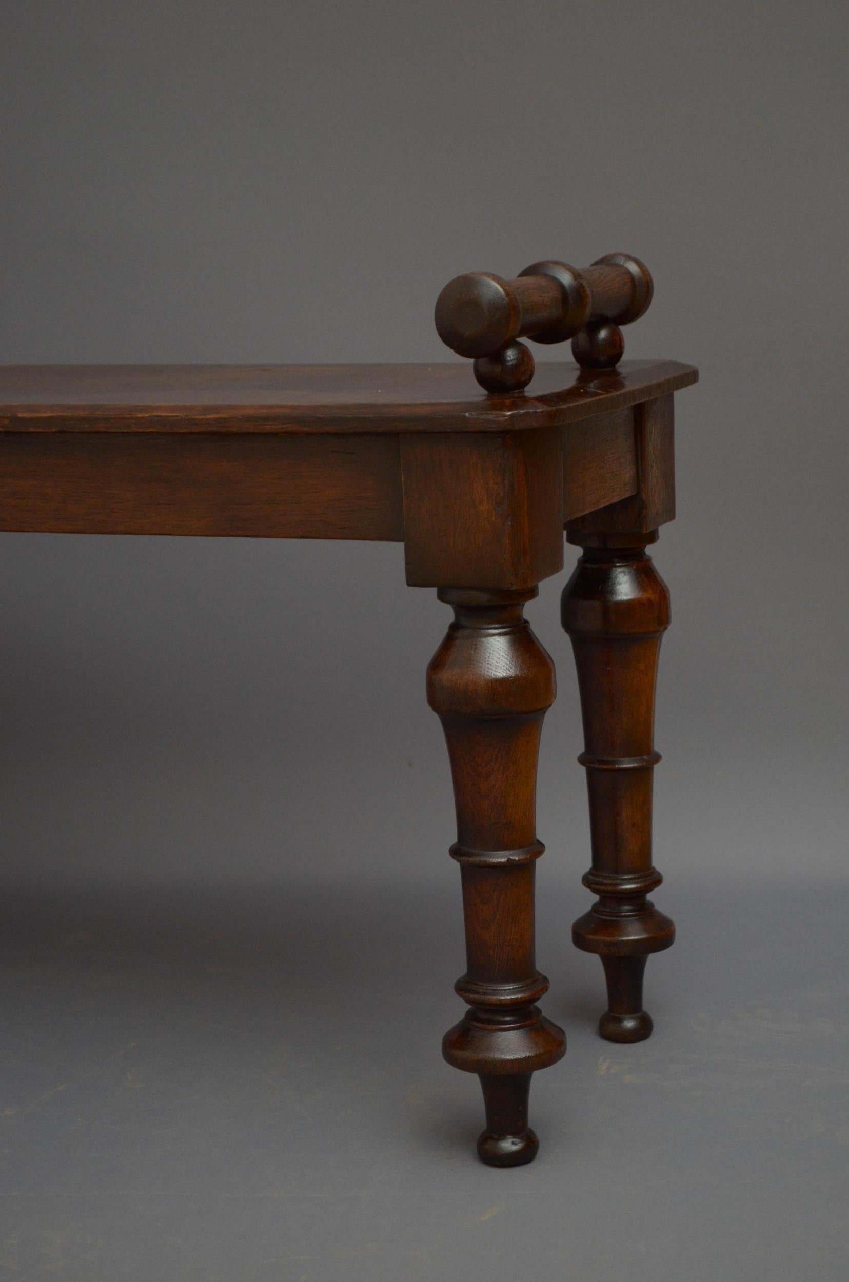 Gothic Revival Oak Hall Bench 3