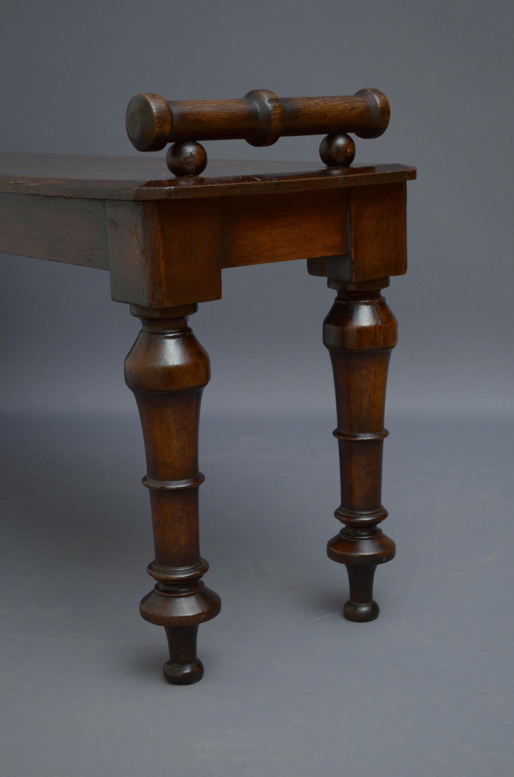 Gothic Revival Oak Hall Bench 4