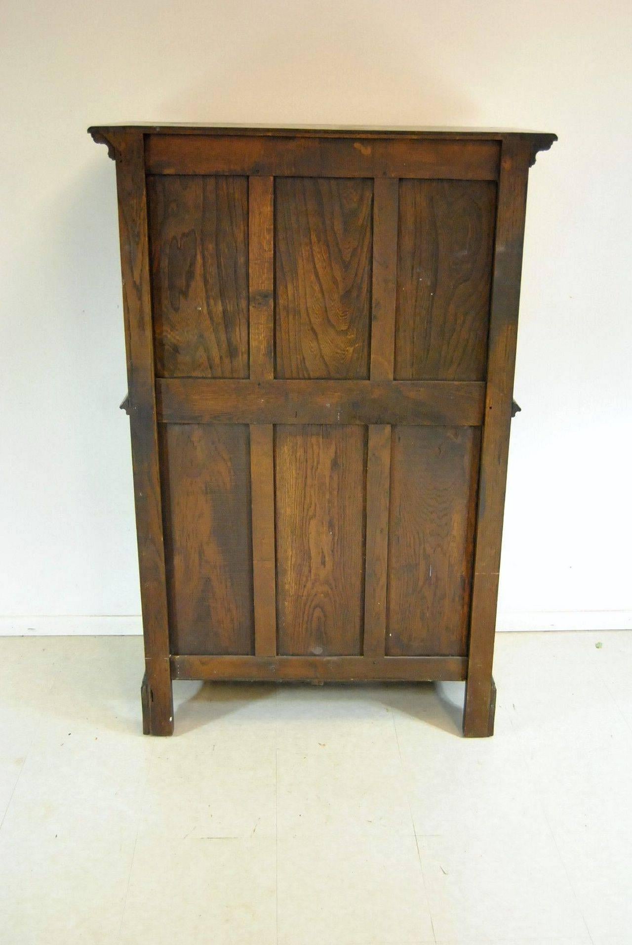 Gothic Revival Oak Medieval Knight Cabinet Server Chest 1