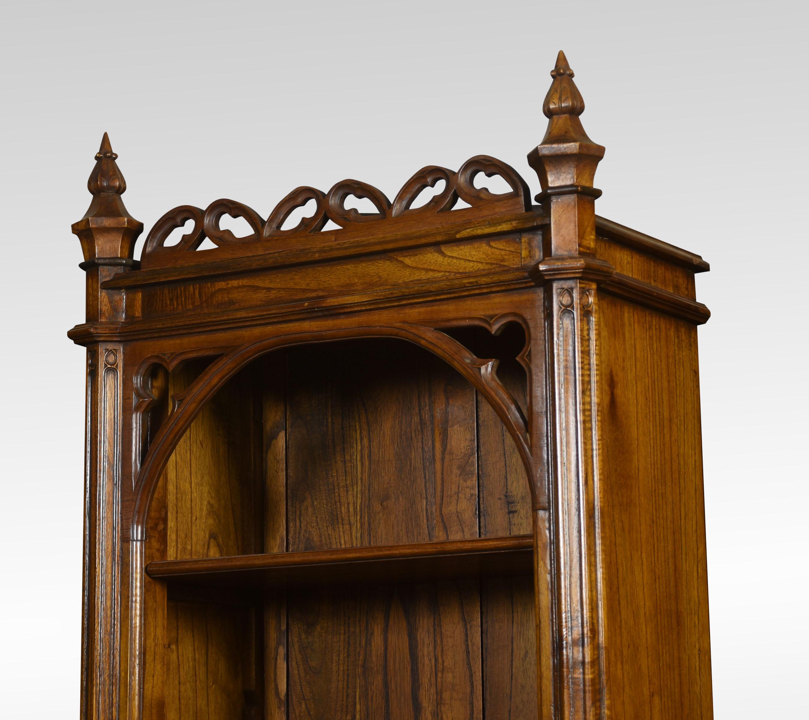 Walnut Gothic Revival Oak Open Bookcase
