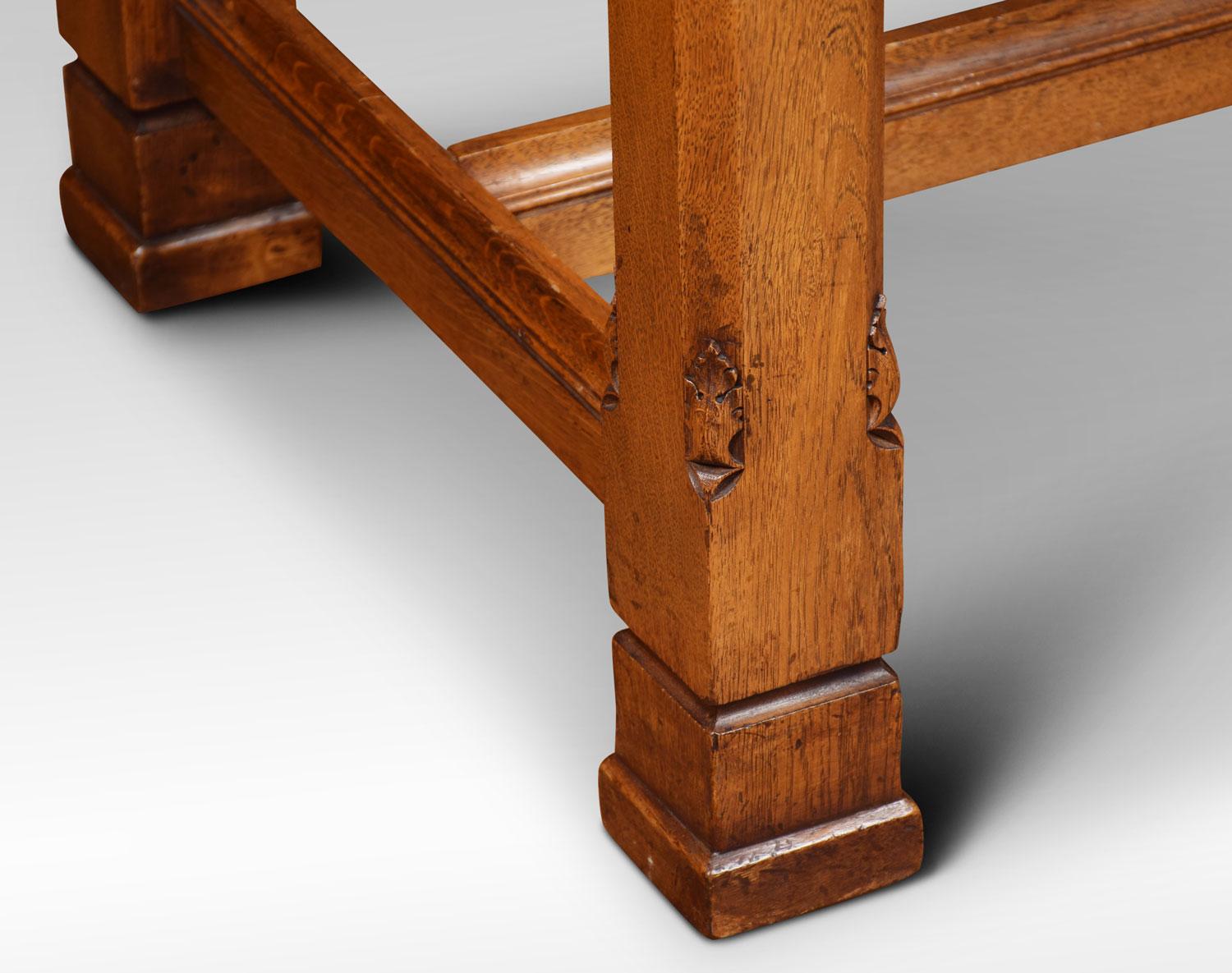 19th Century Gothic Revival Oak Plank Top Refectory Table in the Manner of A. W. N. Pugin