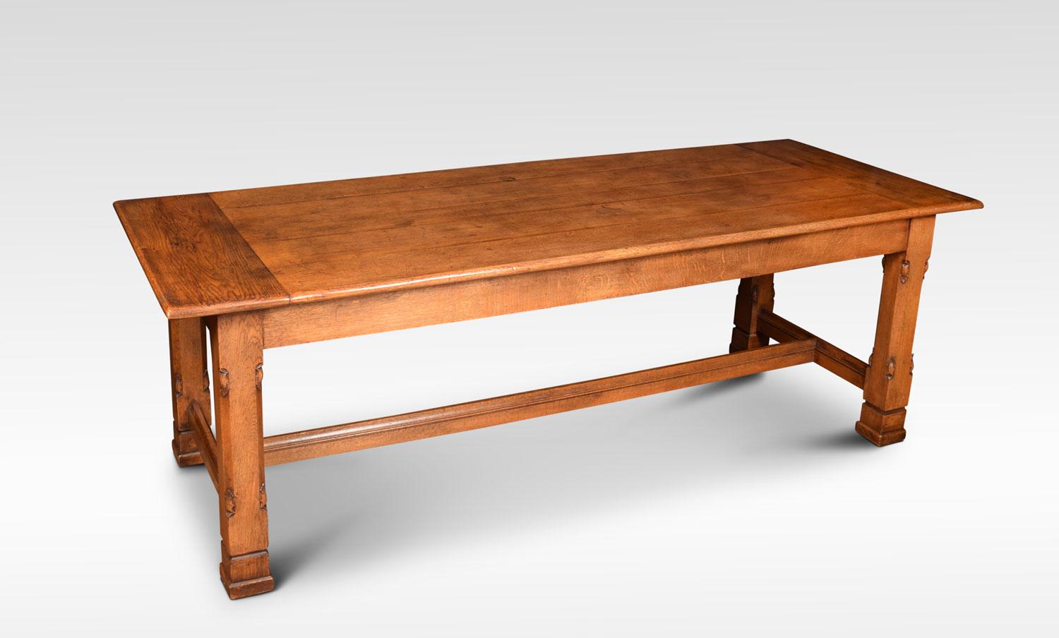 Gothic Revival Oak Plank Top Refectory Table in the Manner of A. W. N. Pugin 2