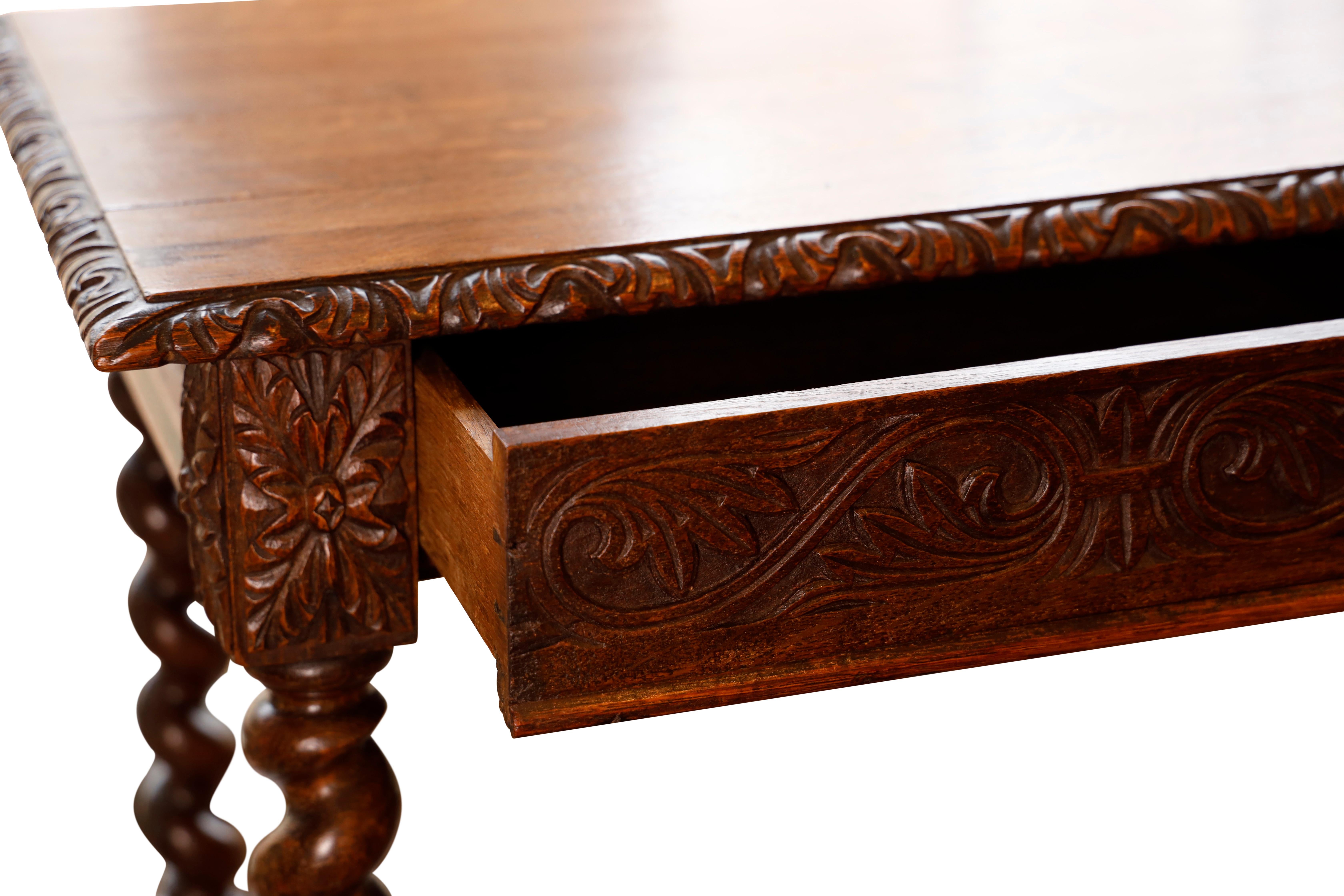 English Gothic Revival Oak Side Table For Sale