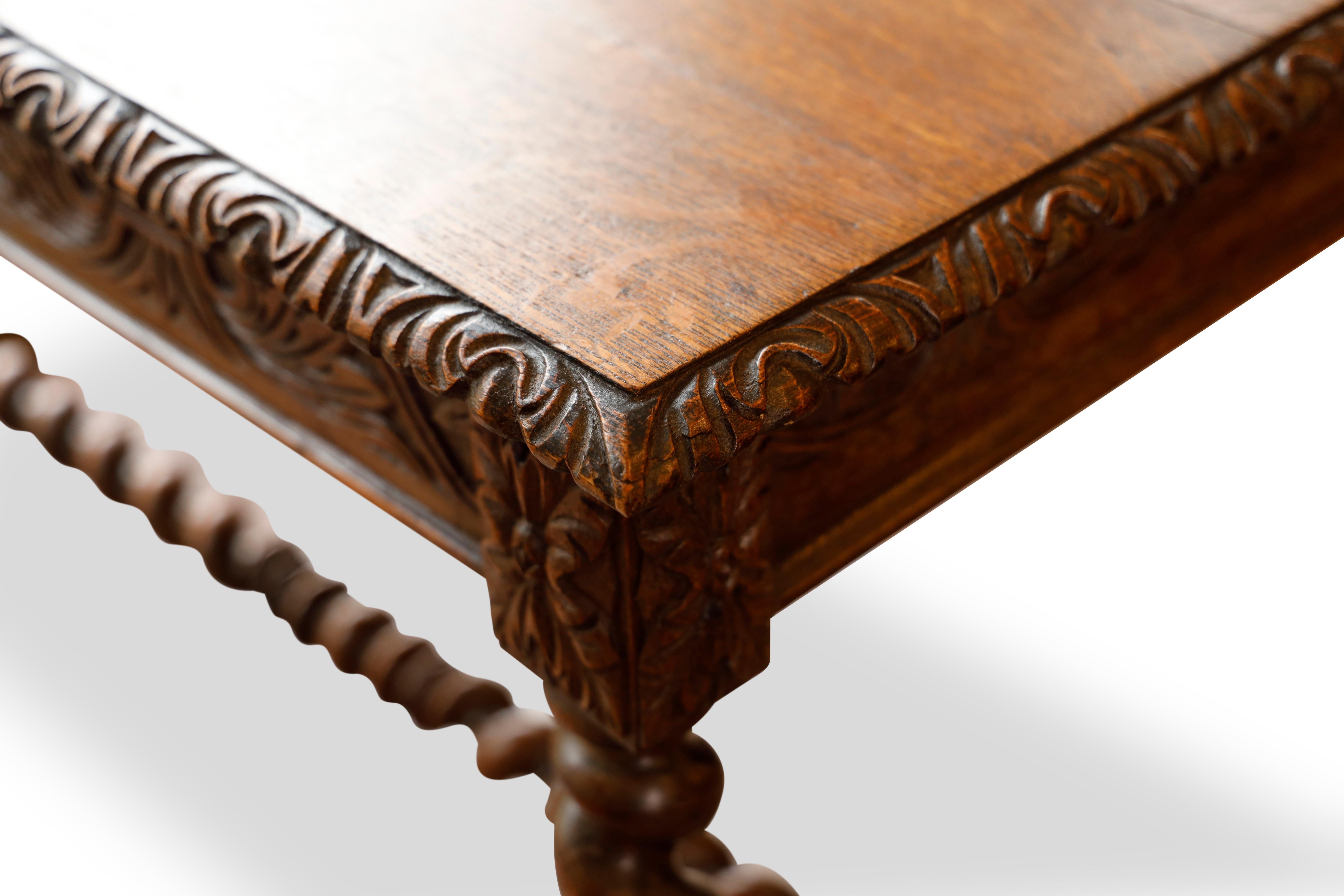 19th Century Gothic Revival Oak Side Table For Sale