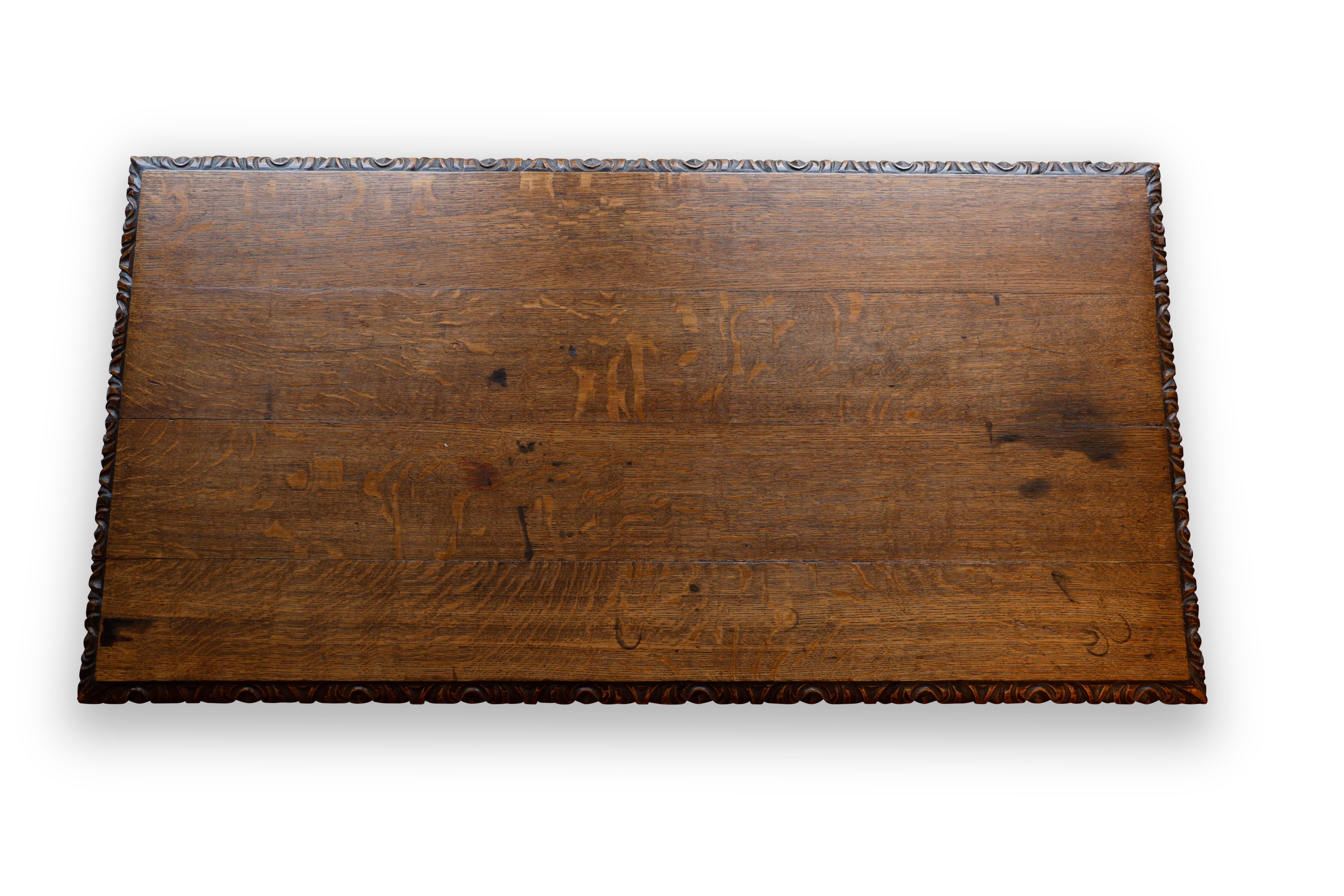 Gothic Revival Oak Side Table For Sale 1