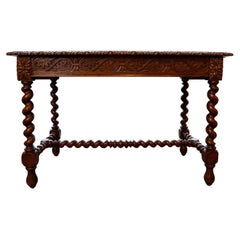 Antique Gothic Revival Oak Side Table