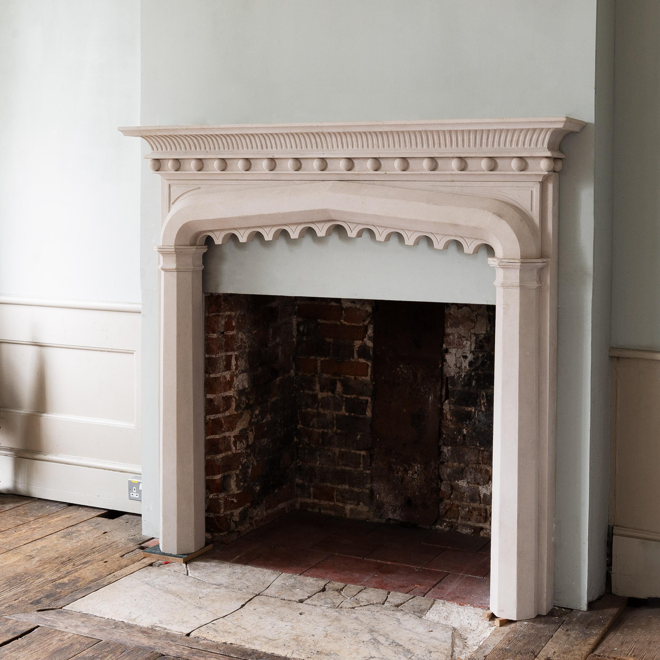 Gothic Revival Portland Stone Chimneypiece In Good Condition In London, GB