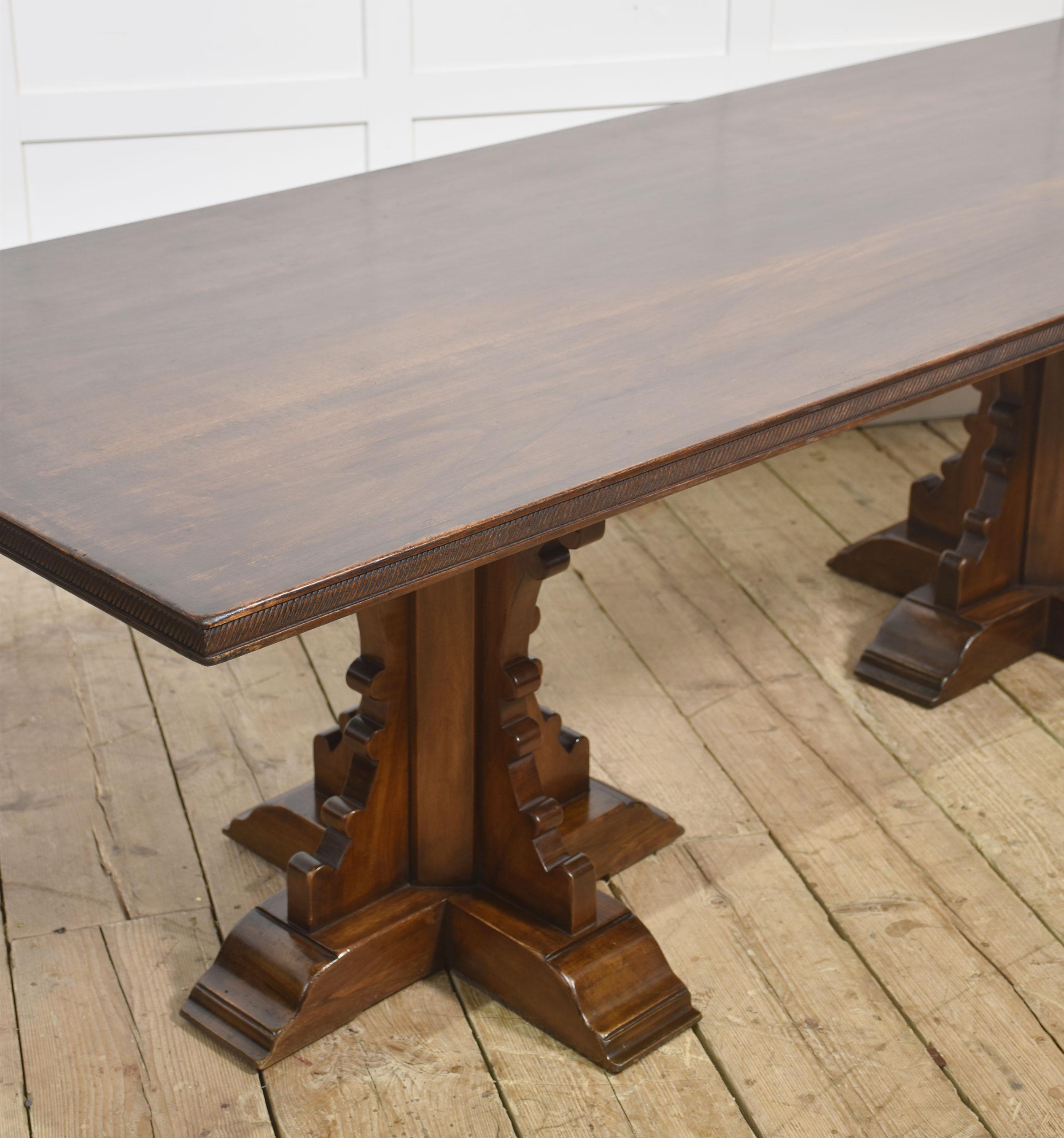 20th Century Gothic Revival Refectory Dining Table For Sale
