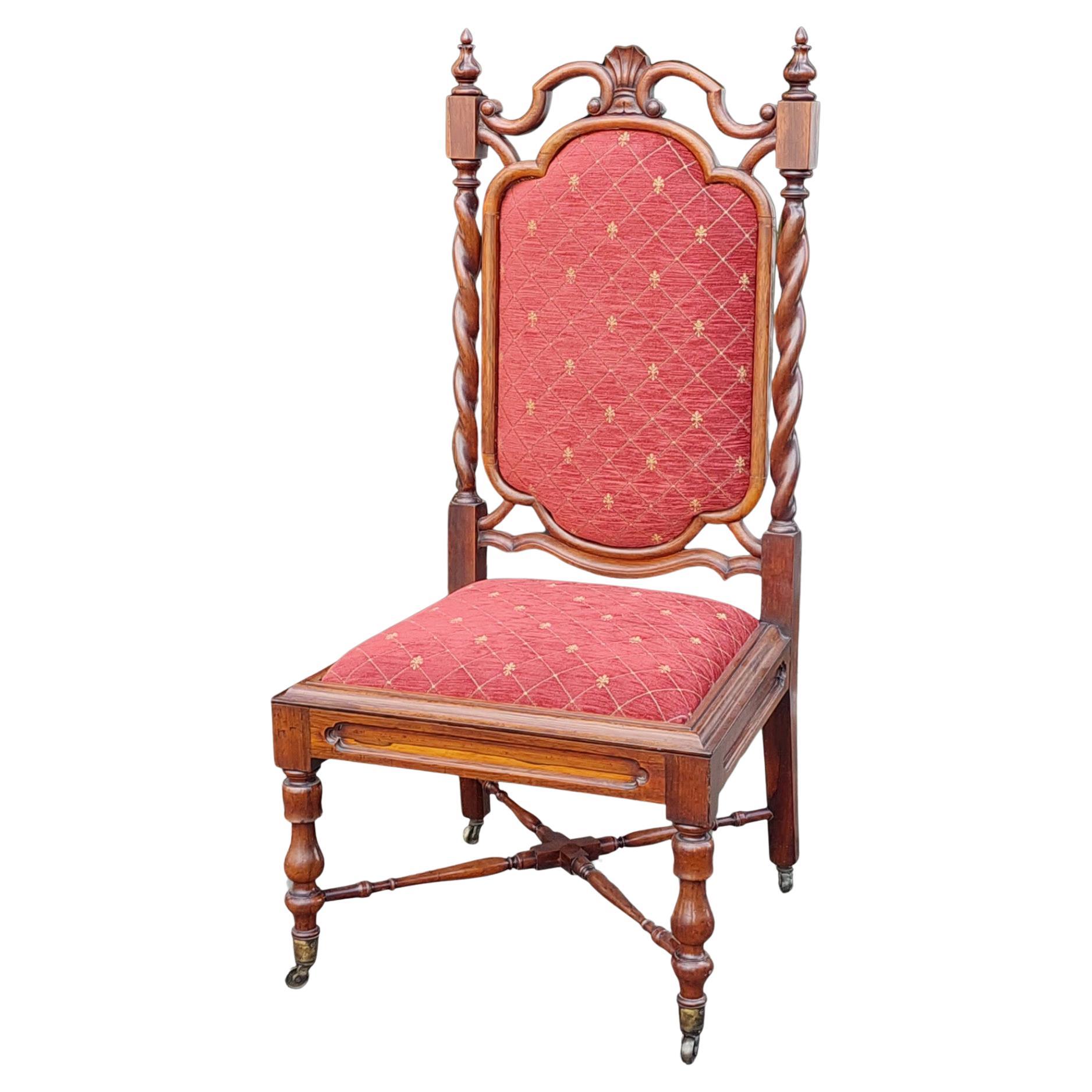 Gothic Revival Rosewood High Back Chair For Sale
