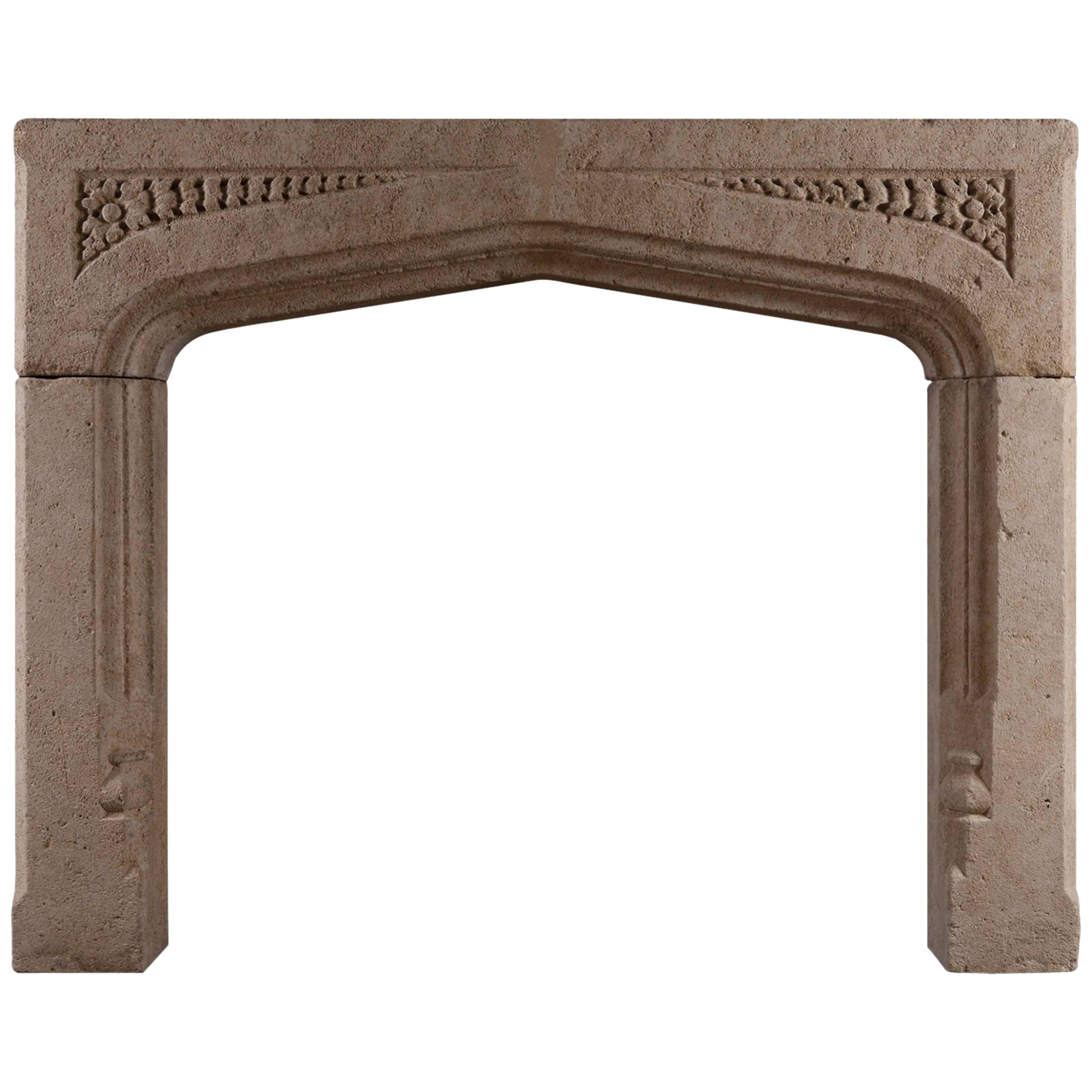 Gothic Revival Stone Fireplace