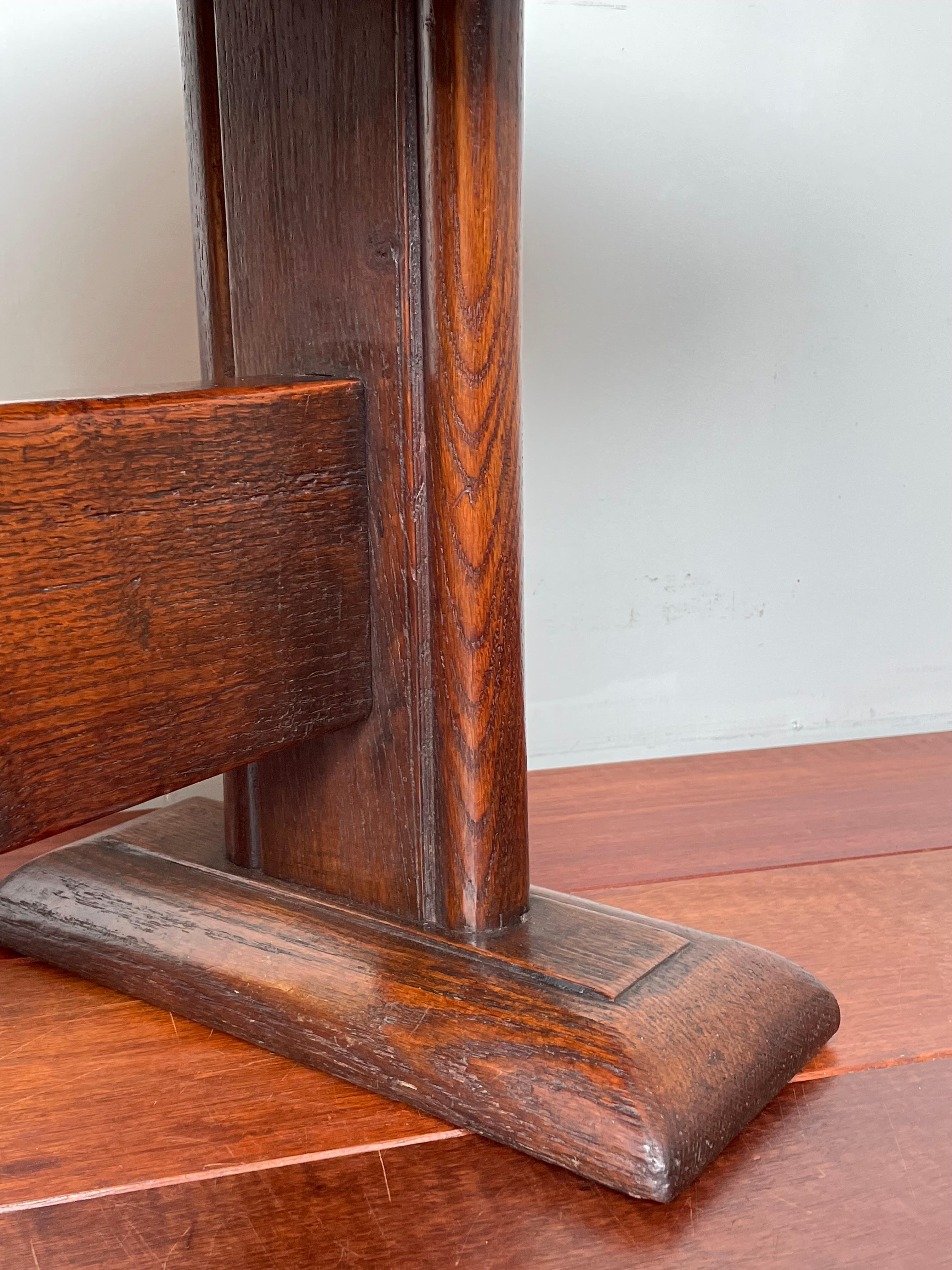Gothic Revival Stool / Bench with Hand Carved Christ on Crucifix Sculpture 1800s For Sale 6