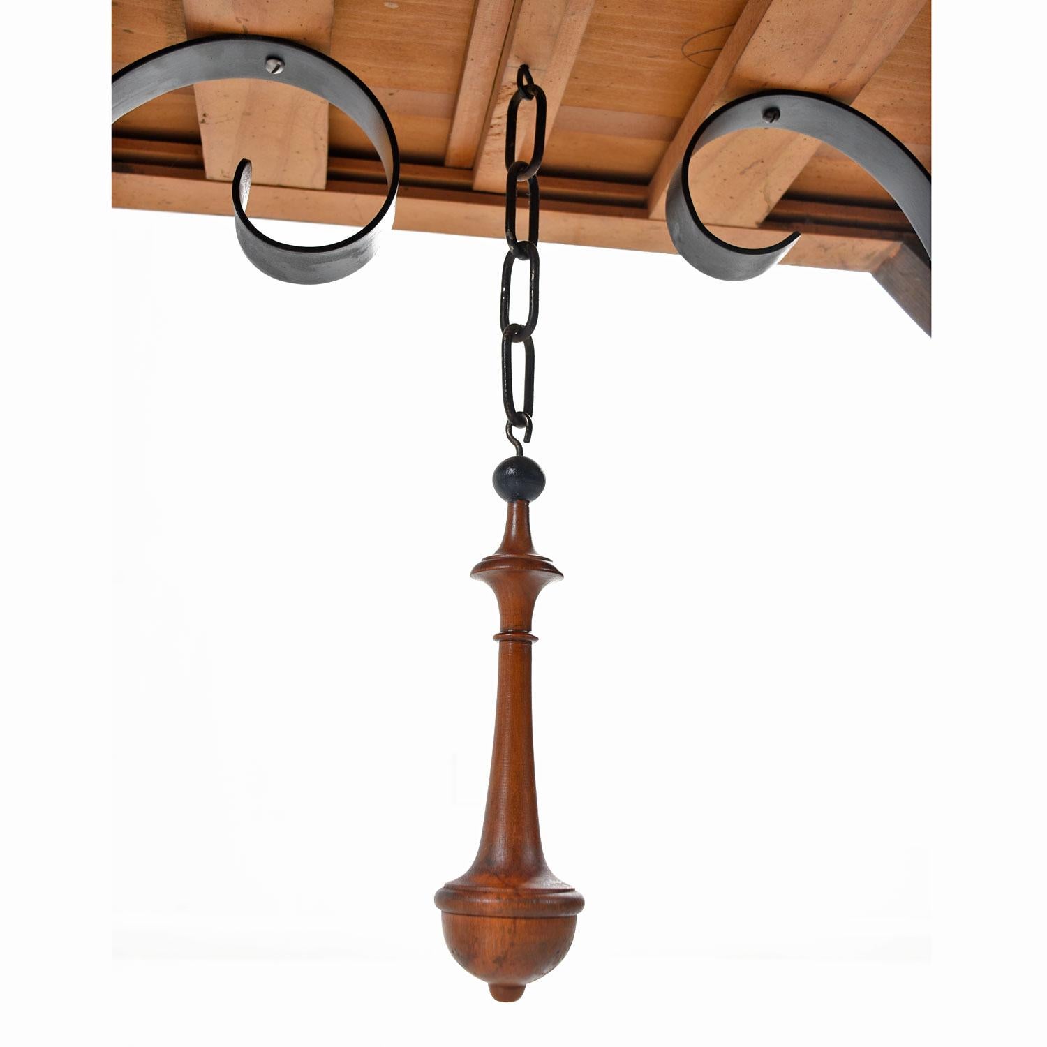 Gothic Revival Style Dragon Motif Brass and Leather Mahogany Oak Dining Set 4